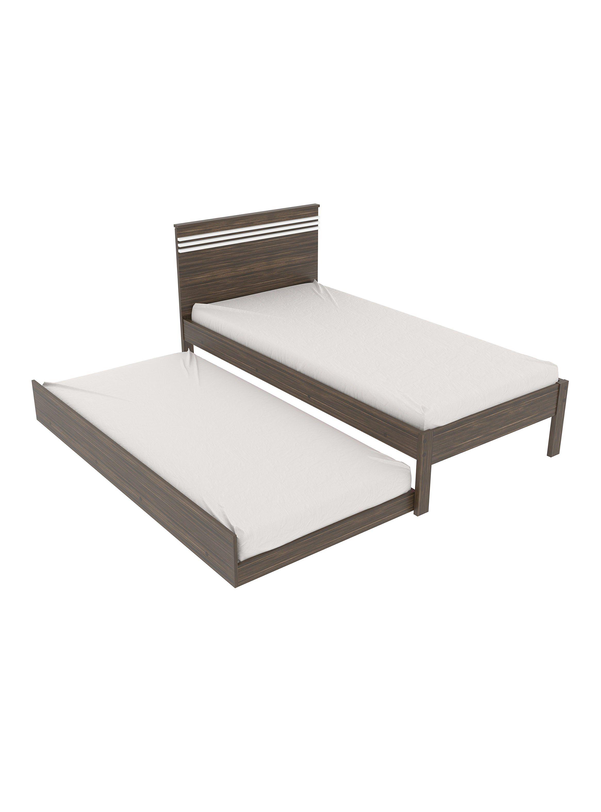 Cama 1P Nogal-Blanco Horizontal con Cama Nido Base Sommier-2
