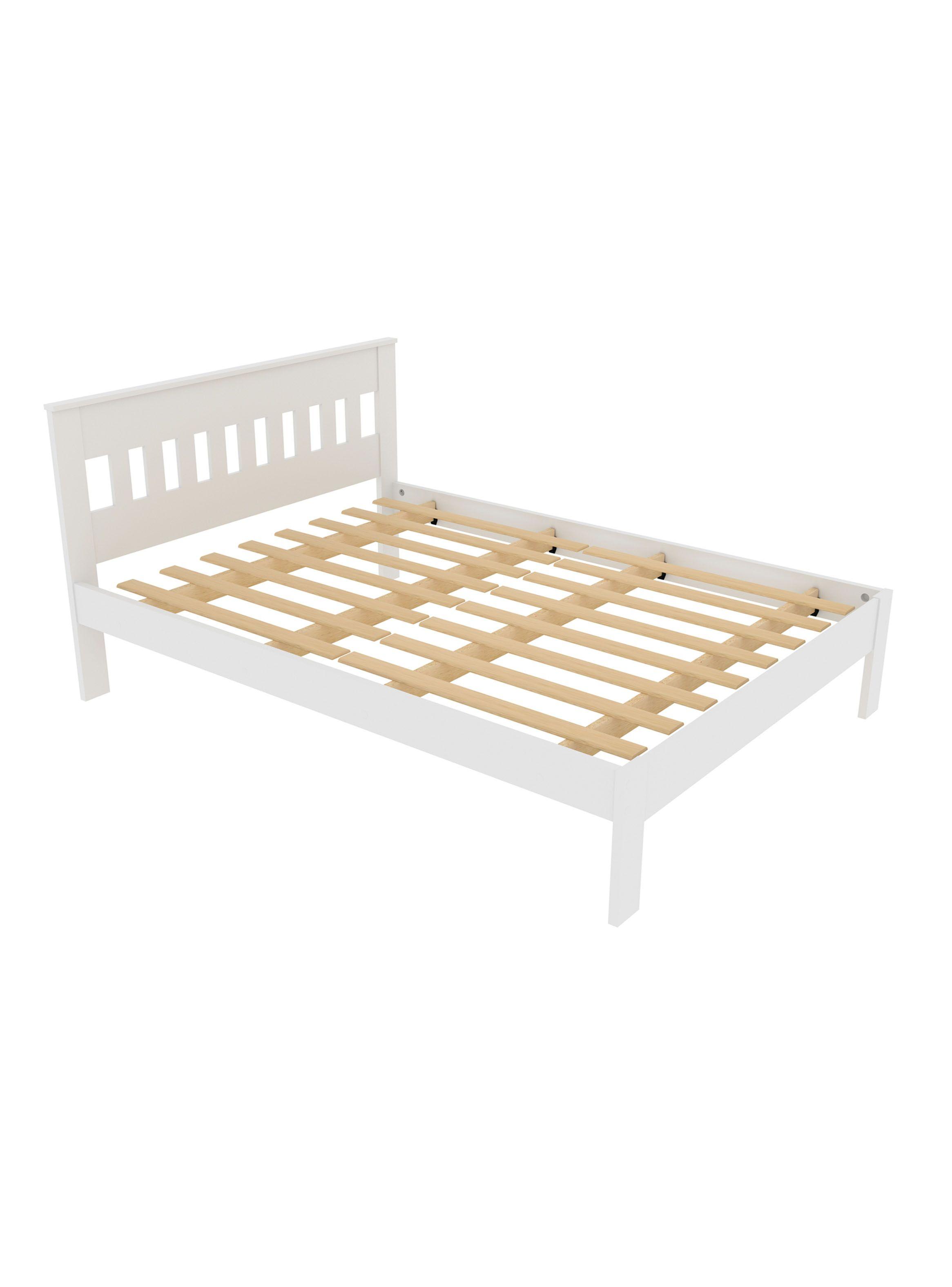 Combo Cama 2P Blanco Vertical 2 Veladores Base Sommier-2
