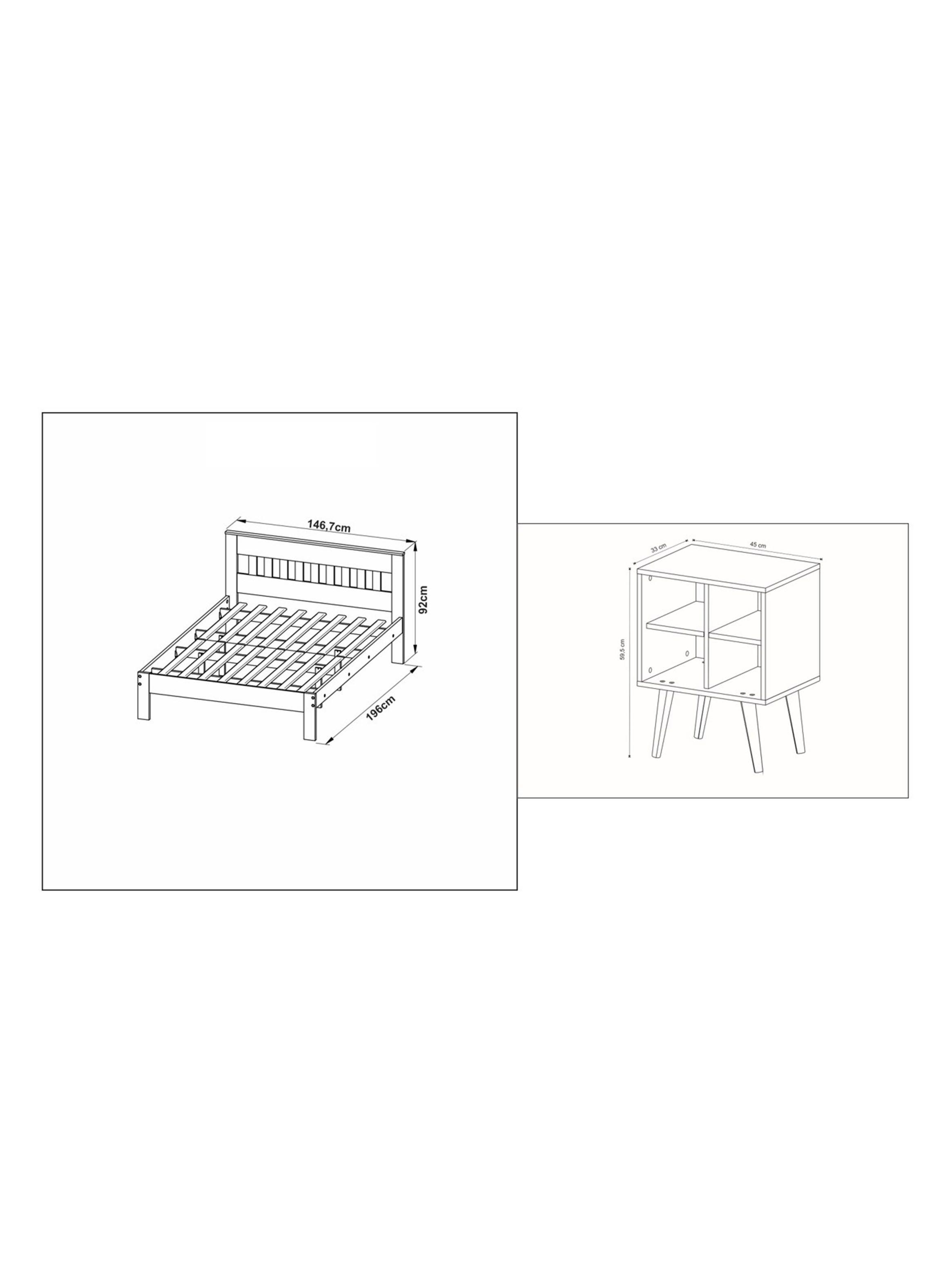 Cama 2P Almendra-Blanco Vertical 2 Veladores Base Sommier-1