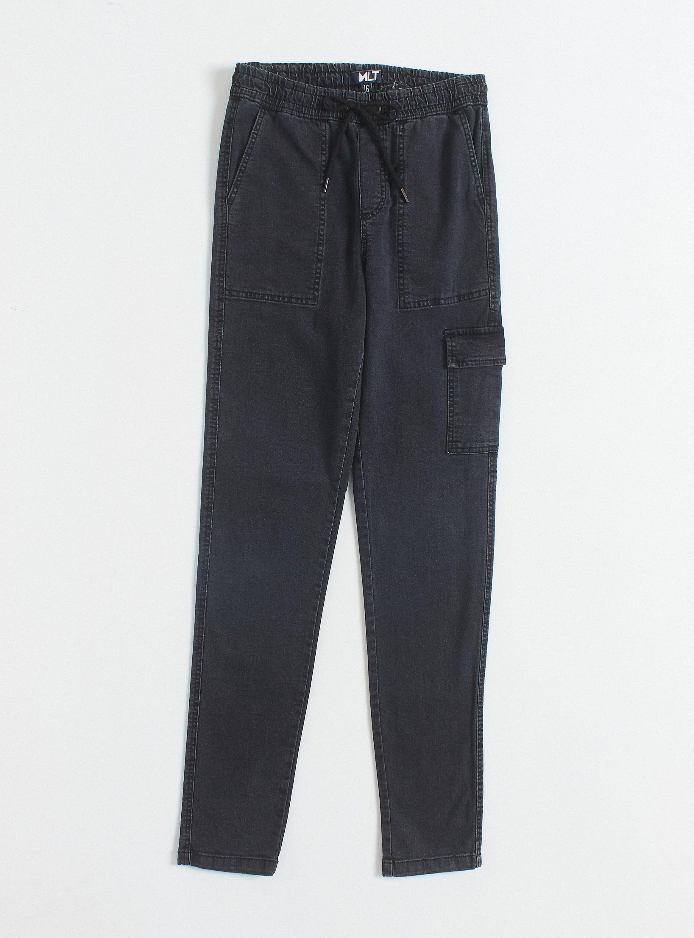 Jeans Cintura Elasticada y Bolsillo Cargo-0