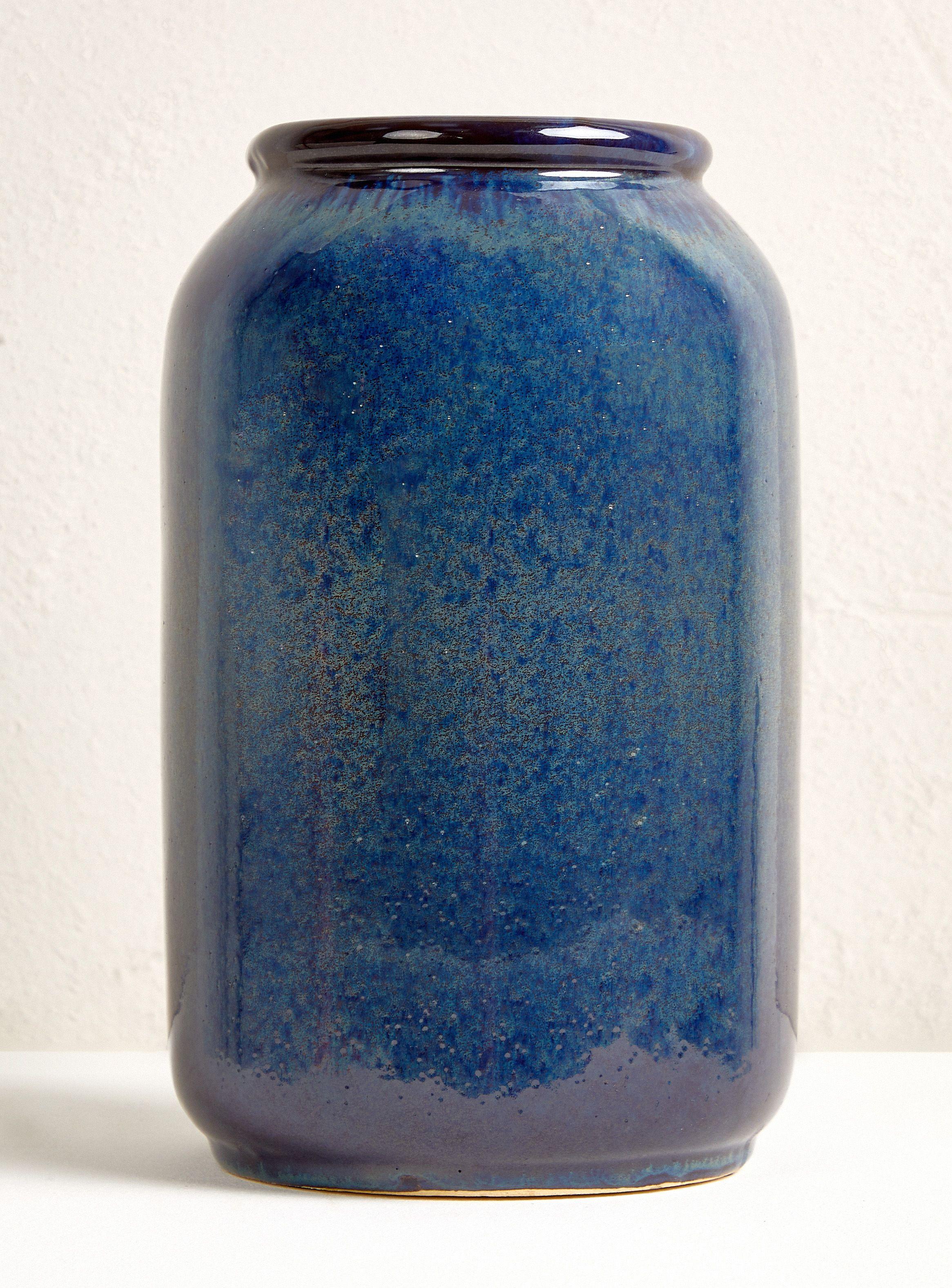 Jarrón Cerámica Azul L-0