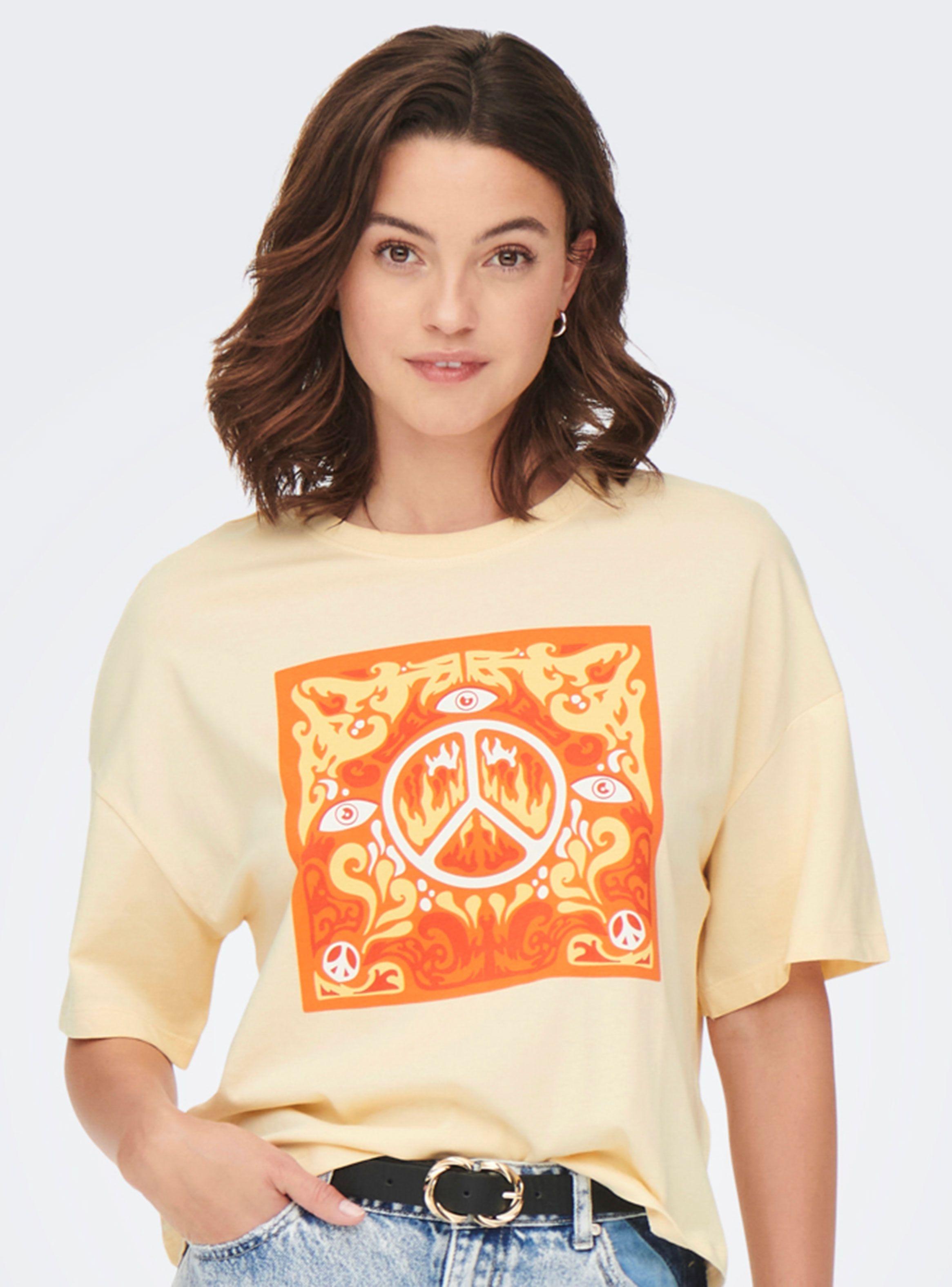 Polera Diseño Manga Corta Estampada Peace-0