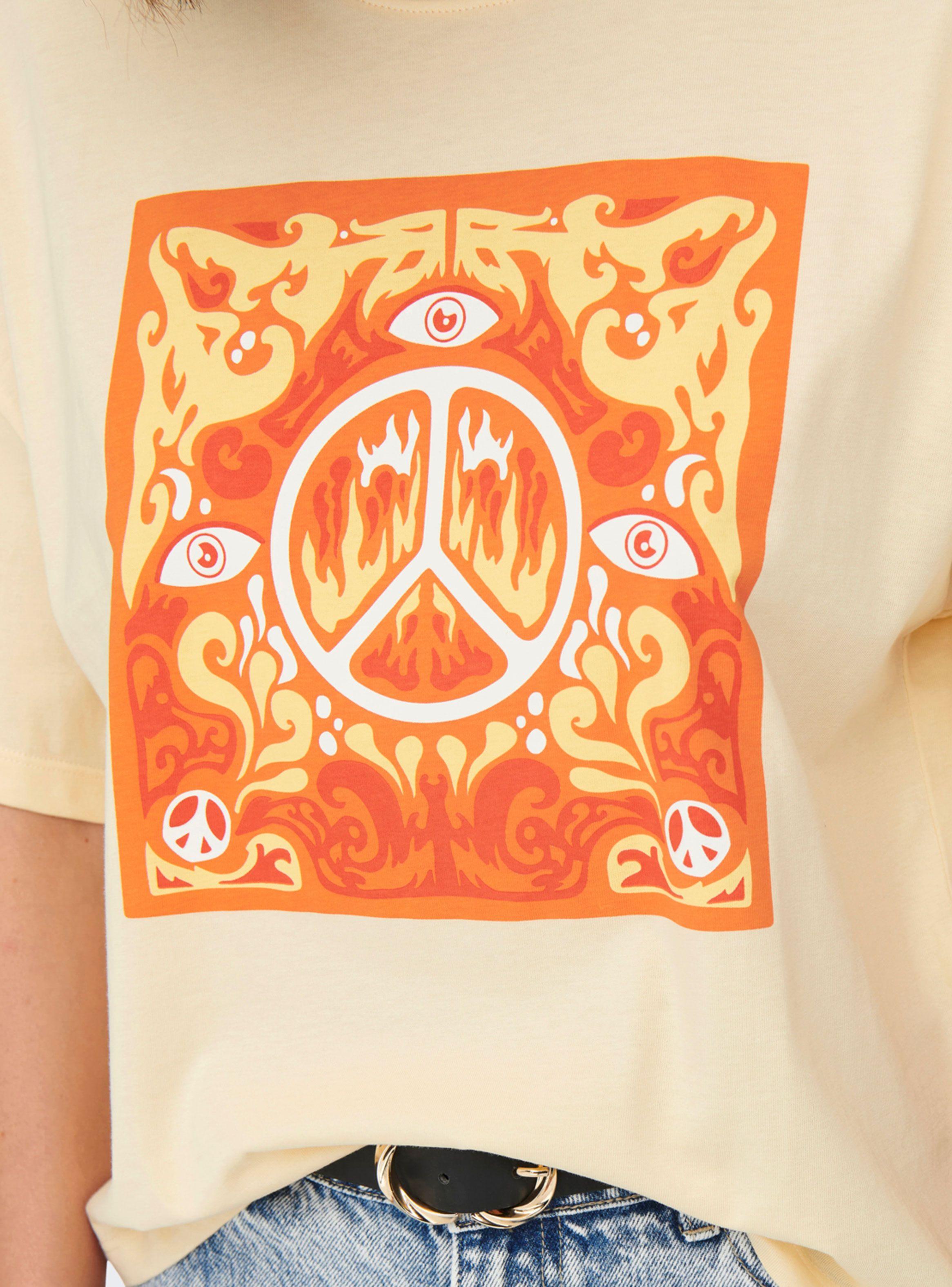 Polera Diseño Manga Corta Estampada Peace-2