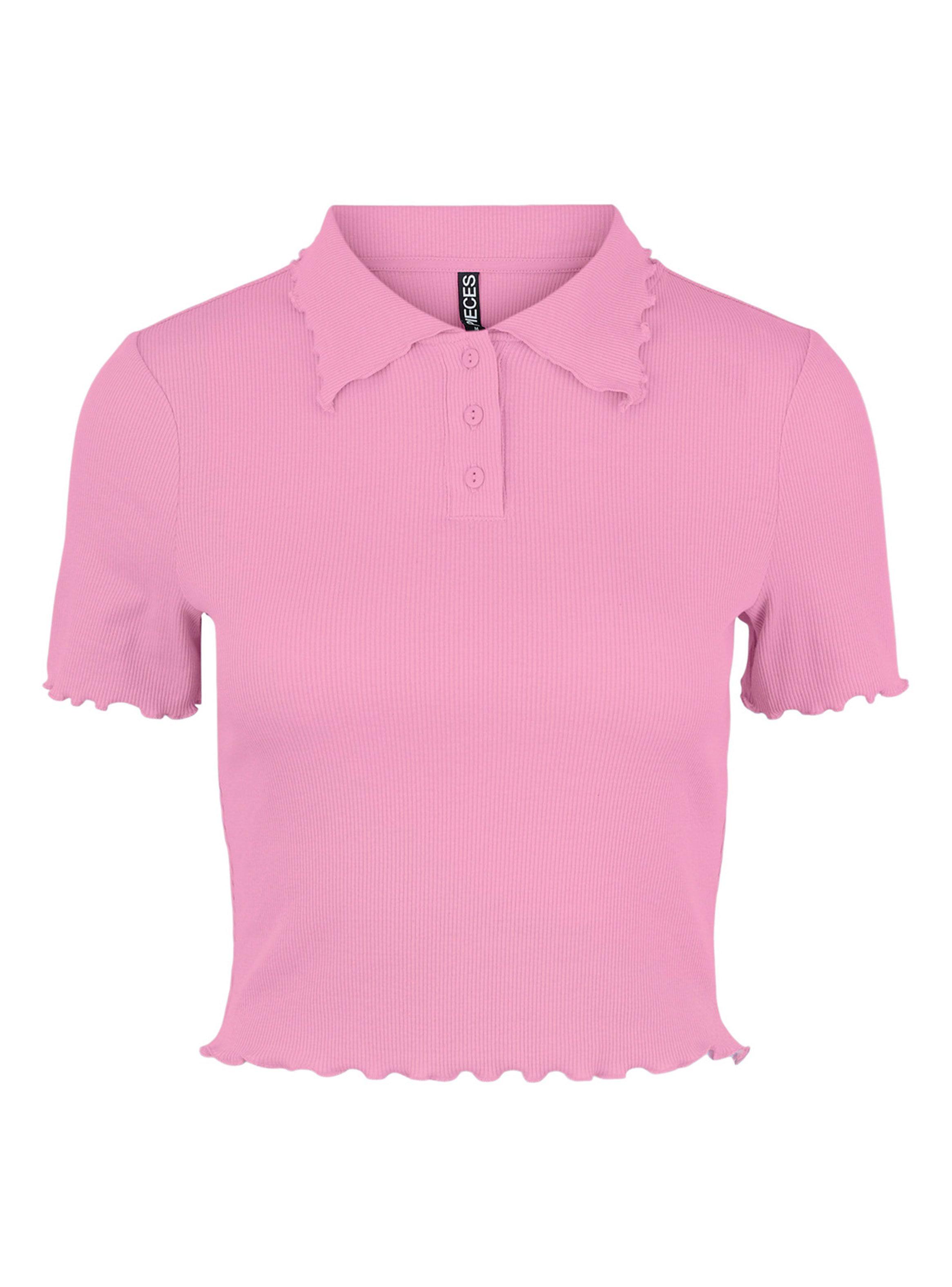 Top Manga Corta Liso con Cuello Camisa-3
