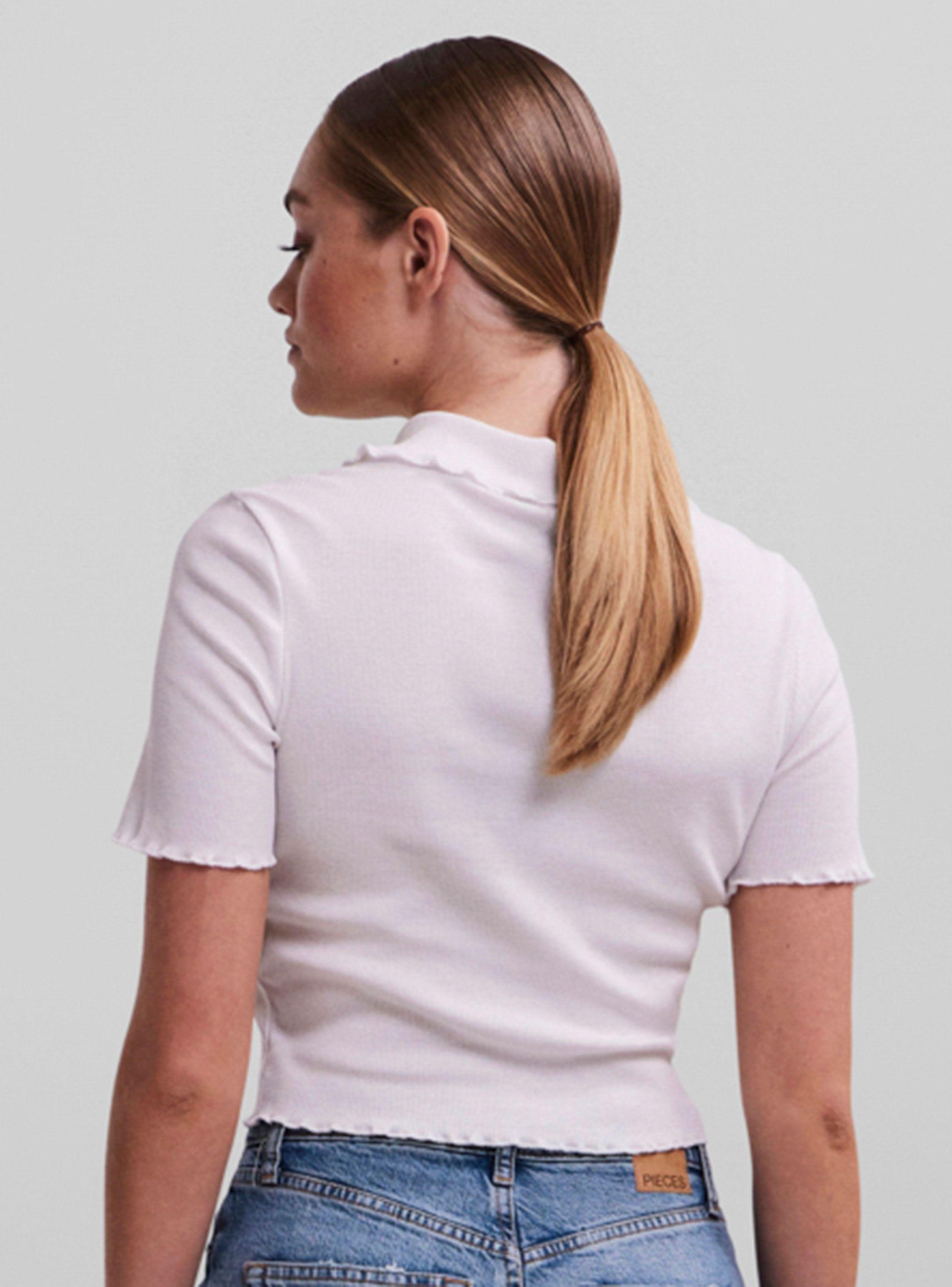 Top Liso Manga Corta con Cuello Camisa-1