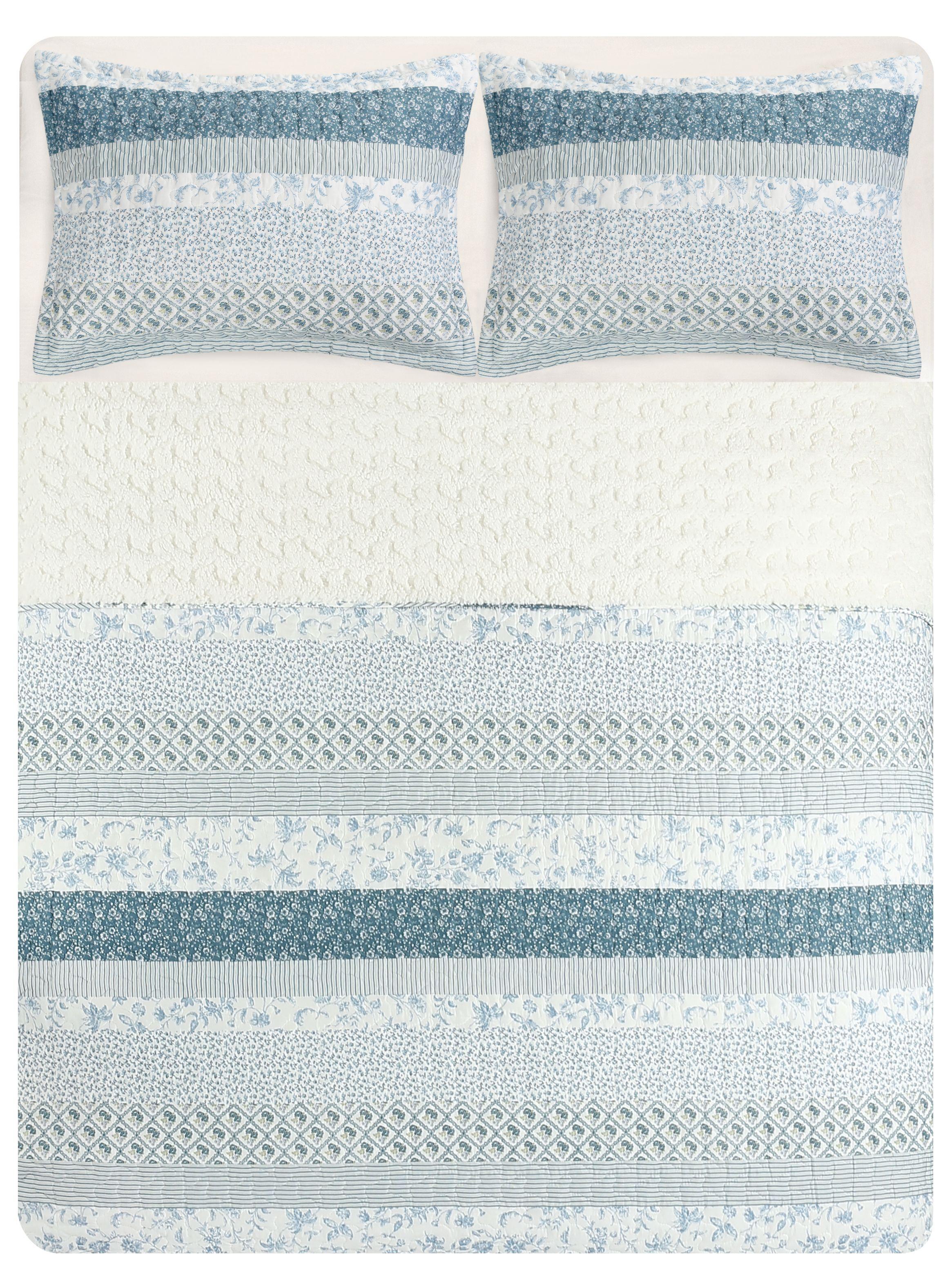 Quilt Sherpa Flores 2 Plazas-3