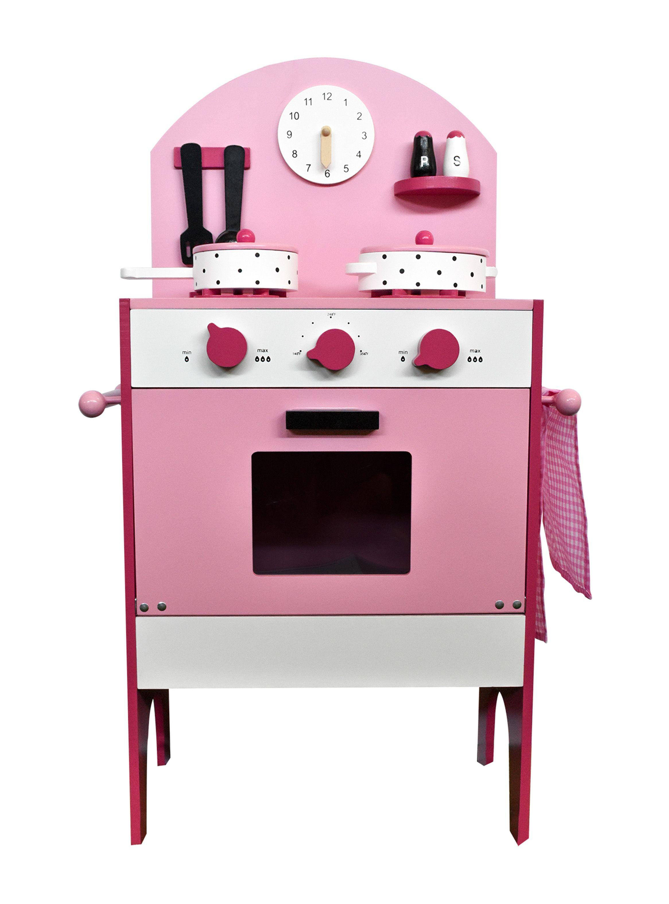 Juguete Mini Hogar Cocina Madera Rosada con Accesorios-0