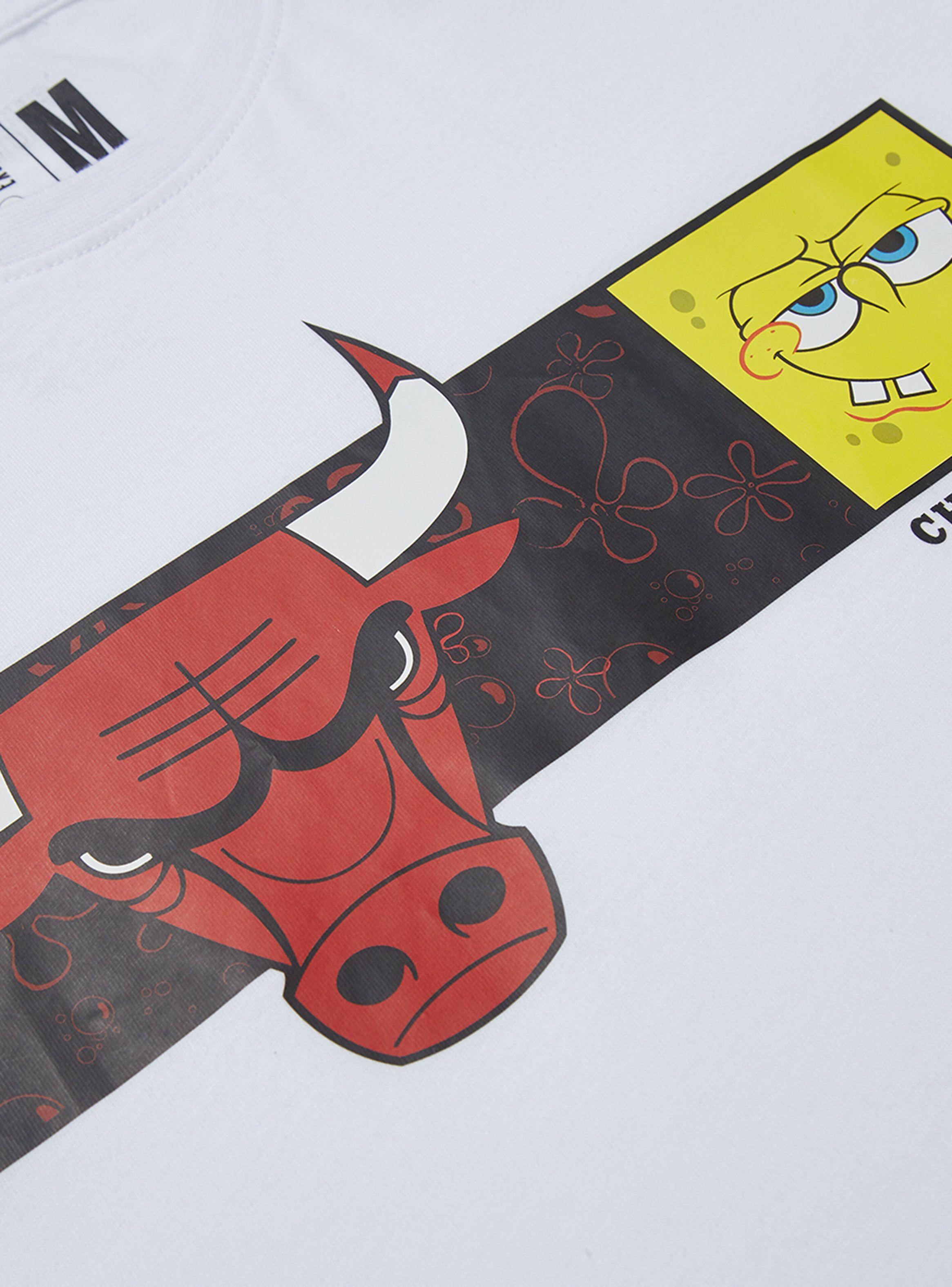 Polera Blanca Chicago Bulls y Bob Esponja-2