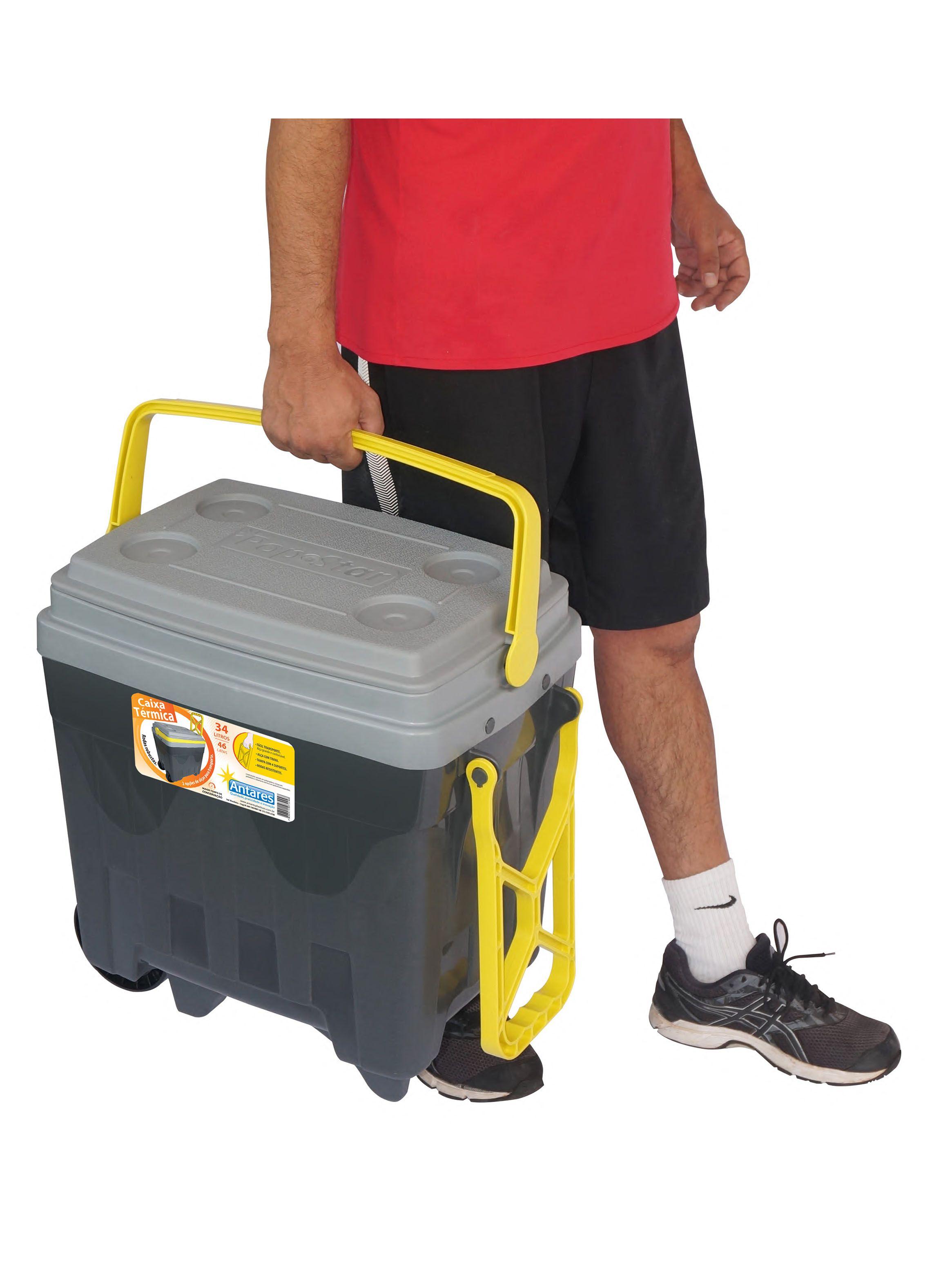 Cooler Térmico con Ruedas 34 Litros Gris Amarillo-4