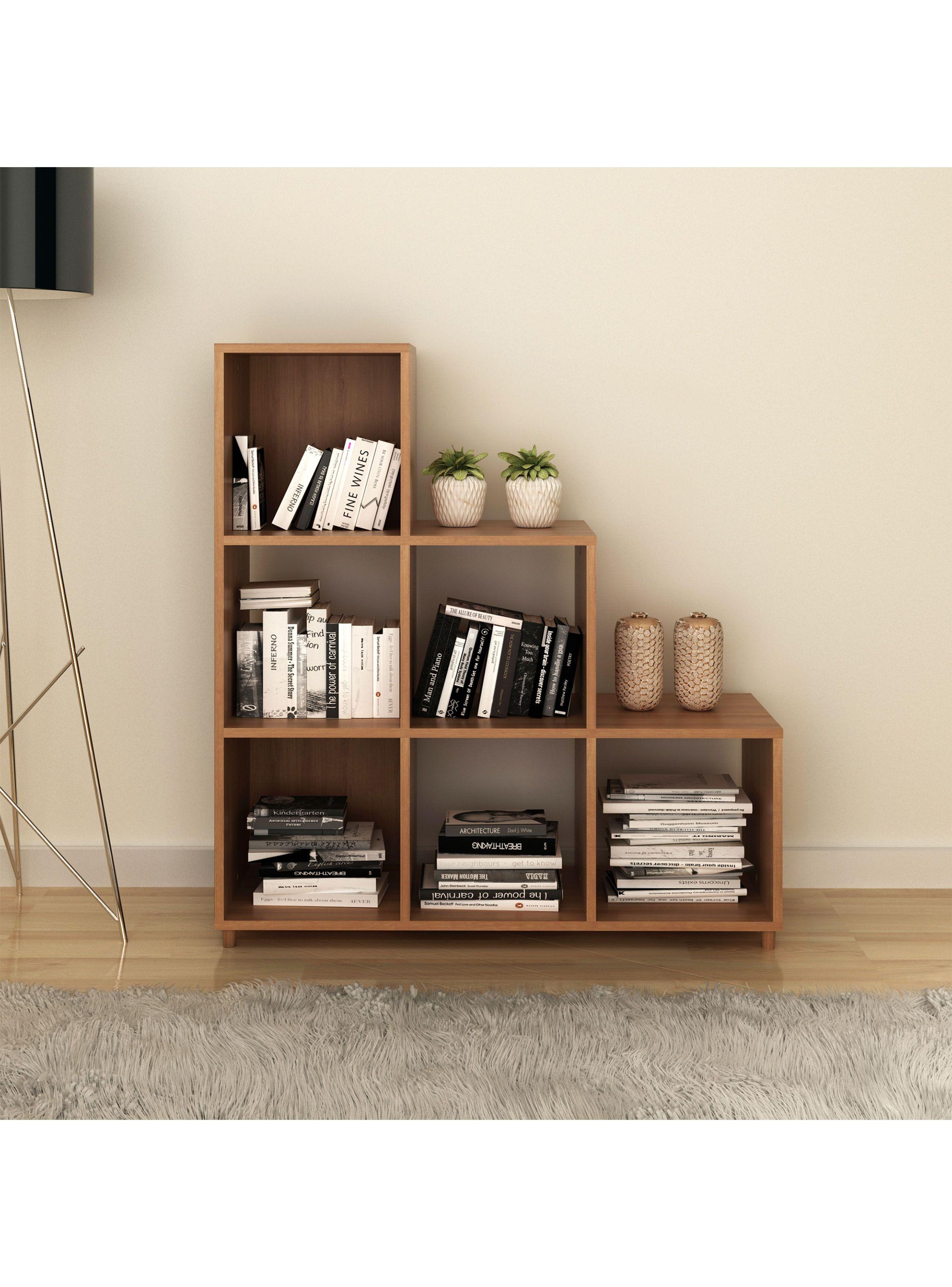Repisa Modular 6 Cubos Café Claro Modelo E-3