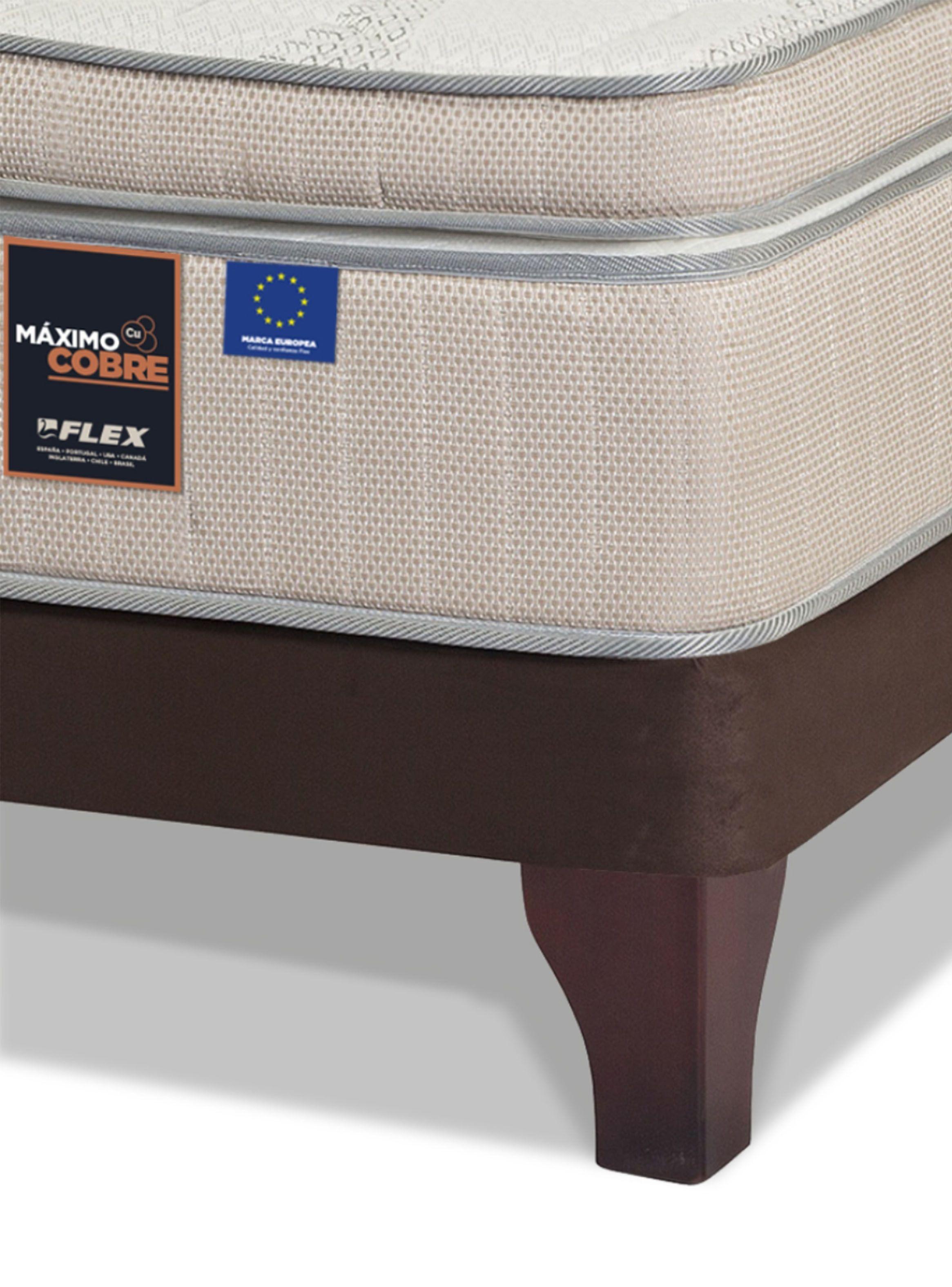 Cama Europea Máximo Cobre 2 Plazas Base Dividida + Set Lorraine + 2 Almohadas-3