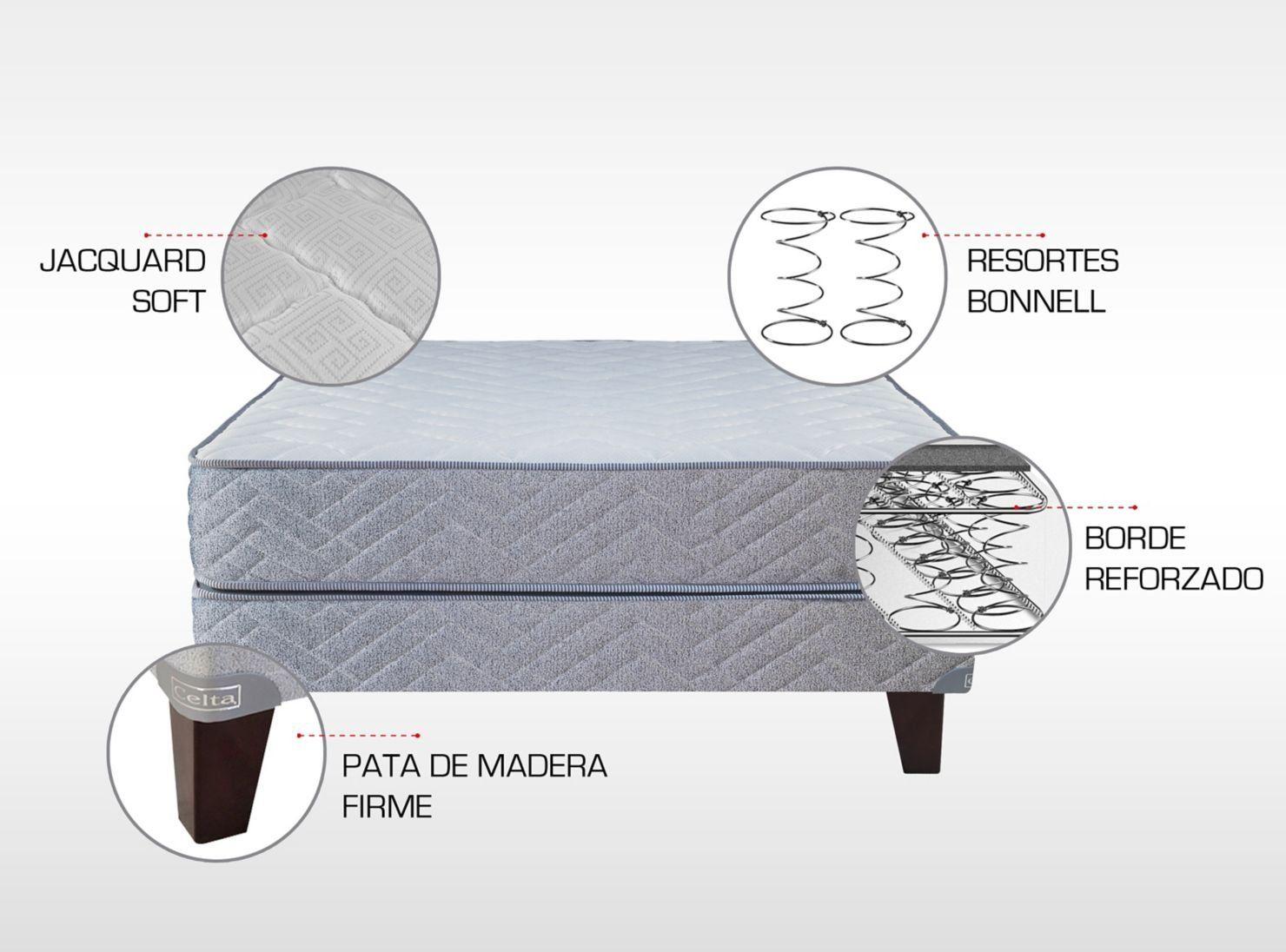 Cama Europea New Mega 2 Plazas Base Dividida + Set Textil-3