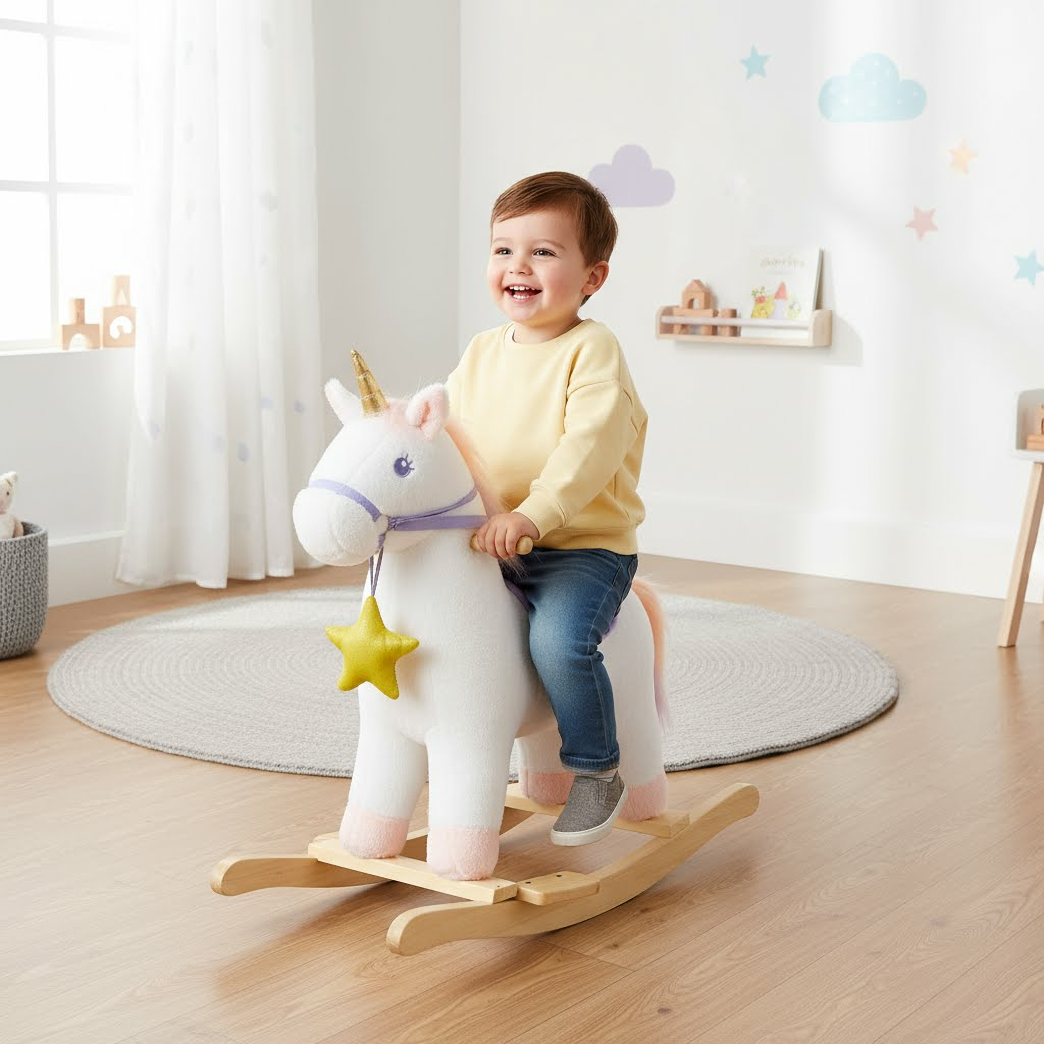 Unicornio Balancín Estrella con Sonido-3