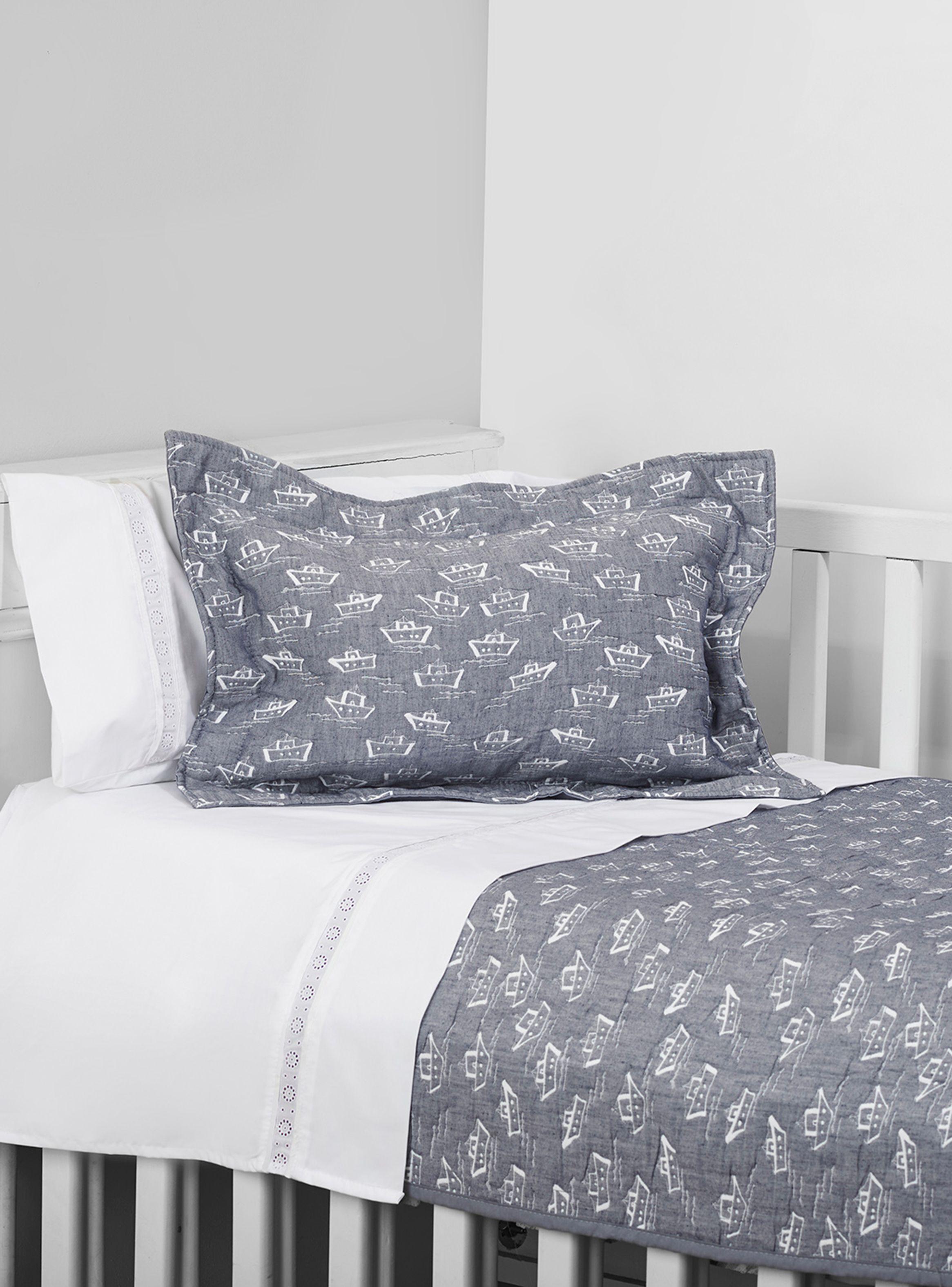 Cubrecama Jacquard Barquito Azul Cuna-0