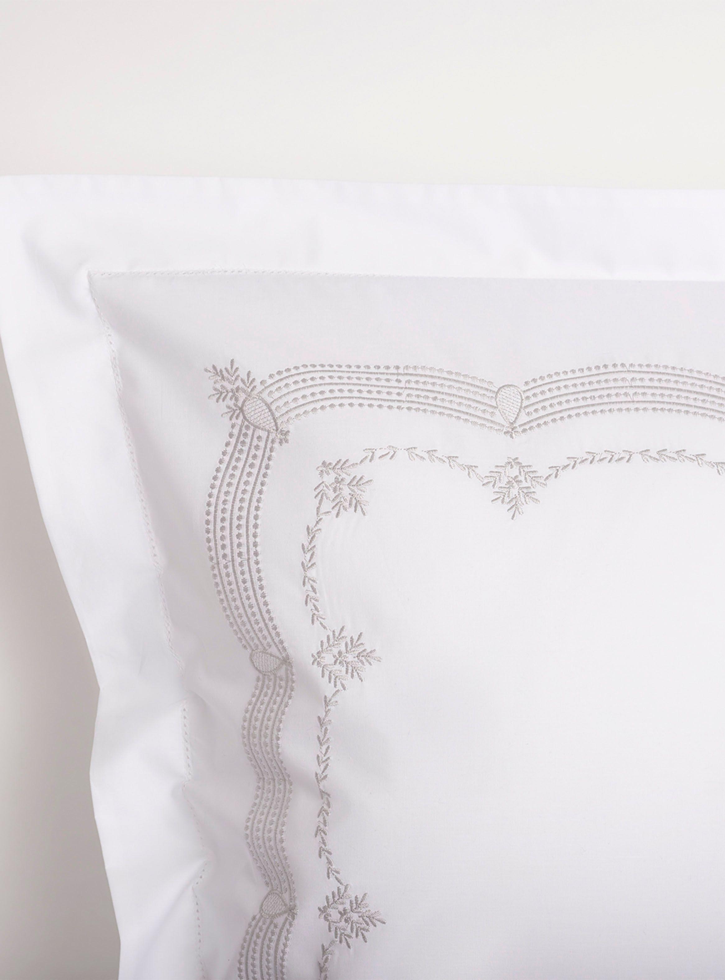 Set Fundas Bordada Grey Gris 200 Hilos 50 x 70 cm-1