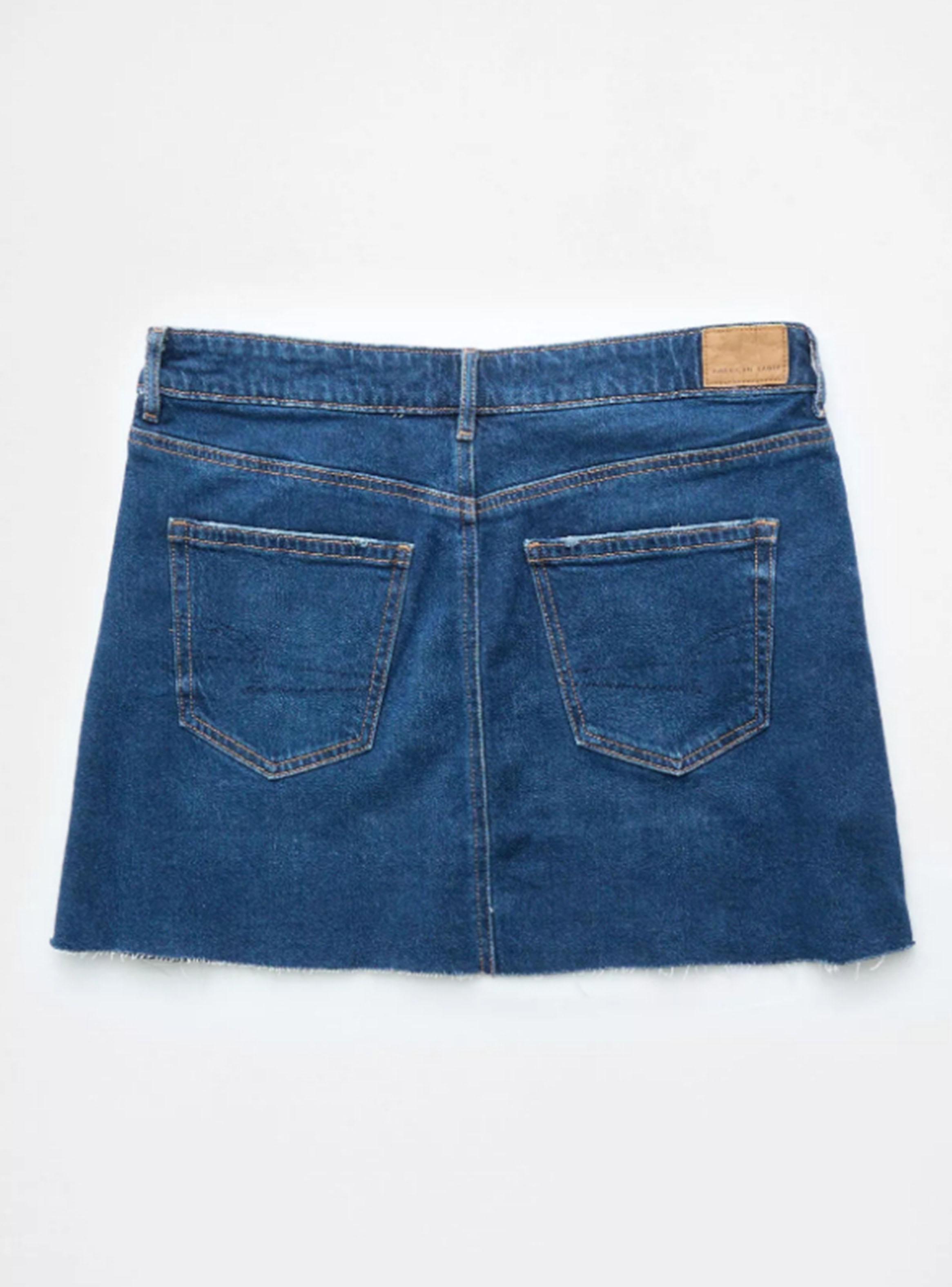 Mini Falda Ae Denim Stretch Tiro Alto con Rasgados-3