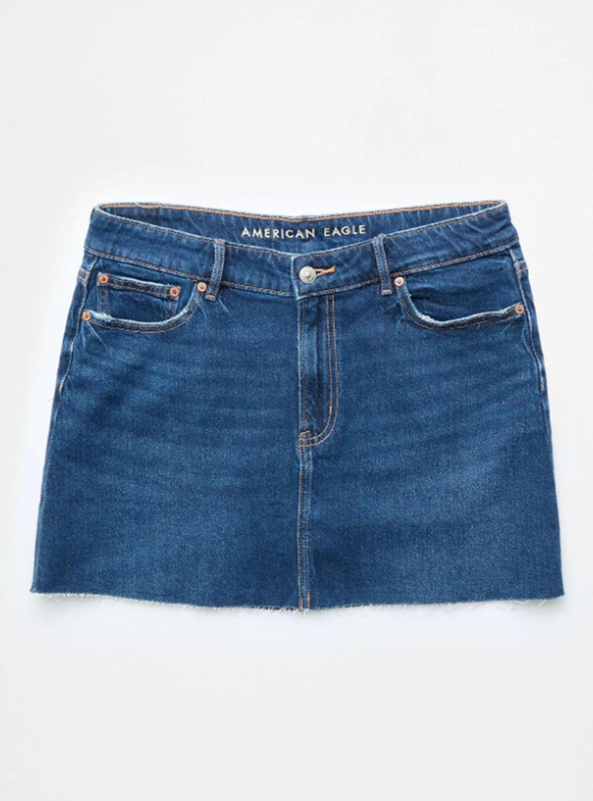 Mini Falda Ae Denim Stretch Tiro Alto con Rasgados-2