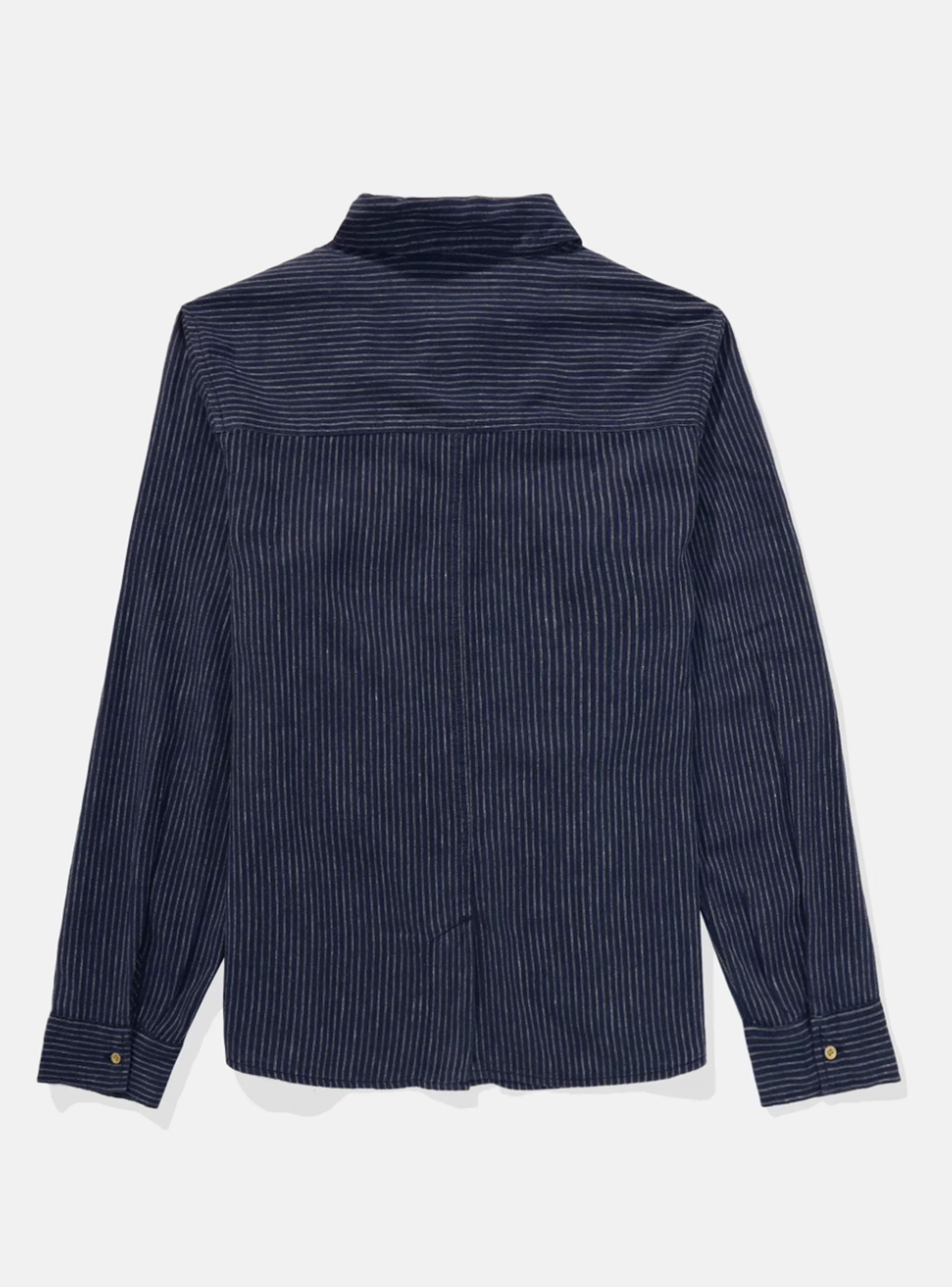 Camisa Manga Larga de Mezcla de Lino con Botones Estilo-3