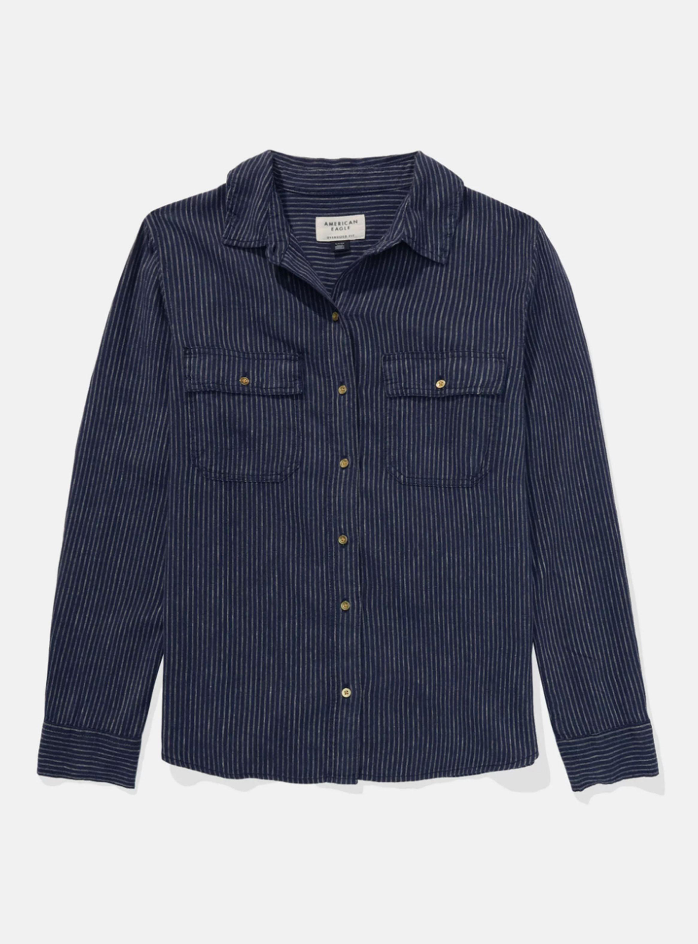 Camisa Manga Larga de Mezcla de Lino con Botones Estilo-2