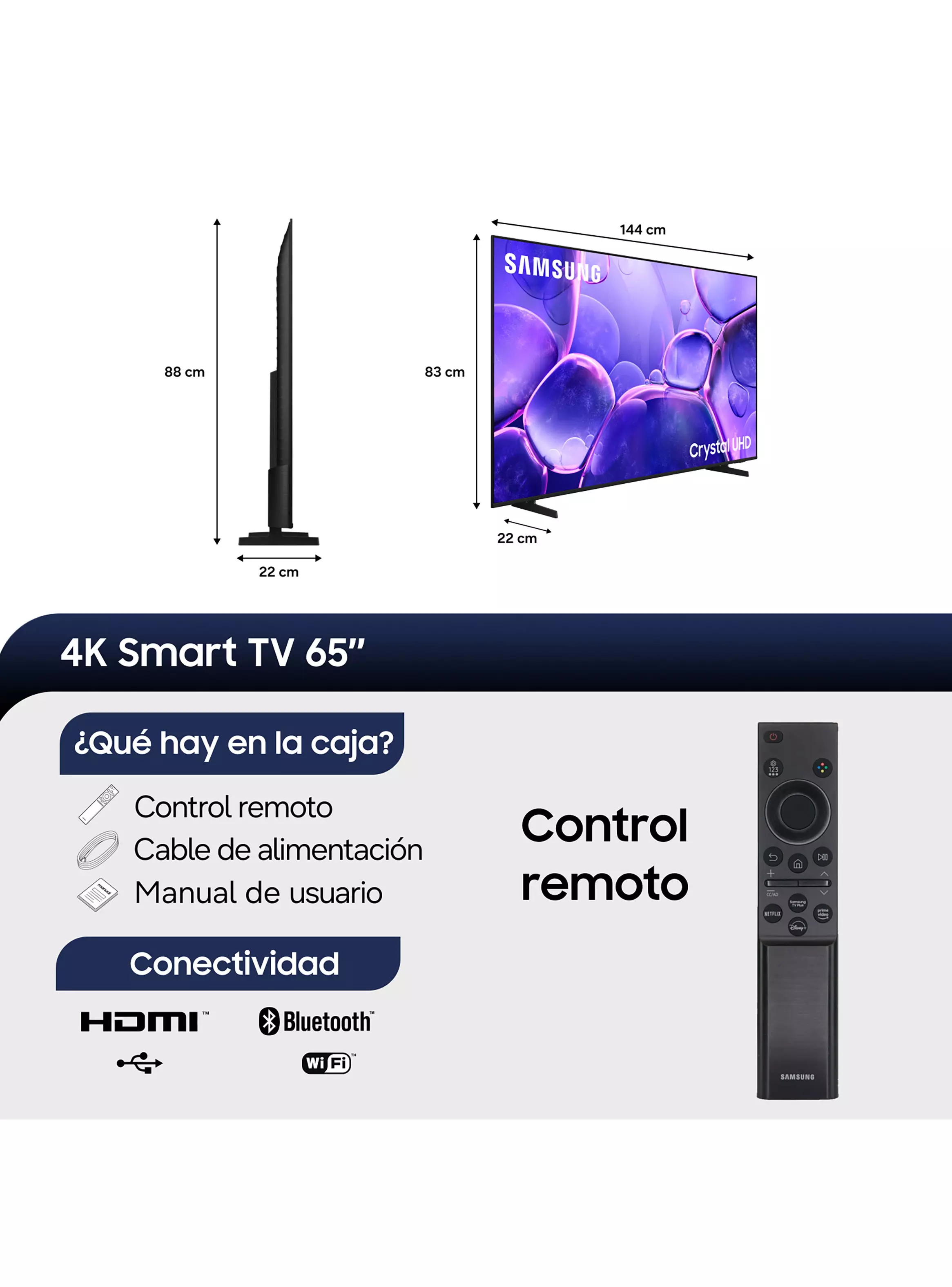 LED Smart TV 65" Crystal UHD 4K 2025 U8000F-1