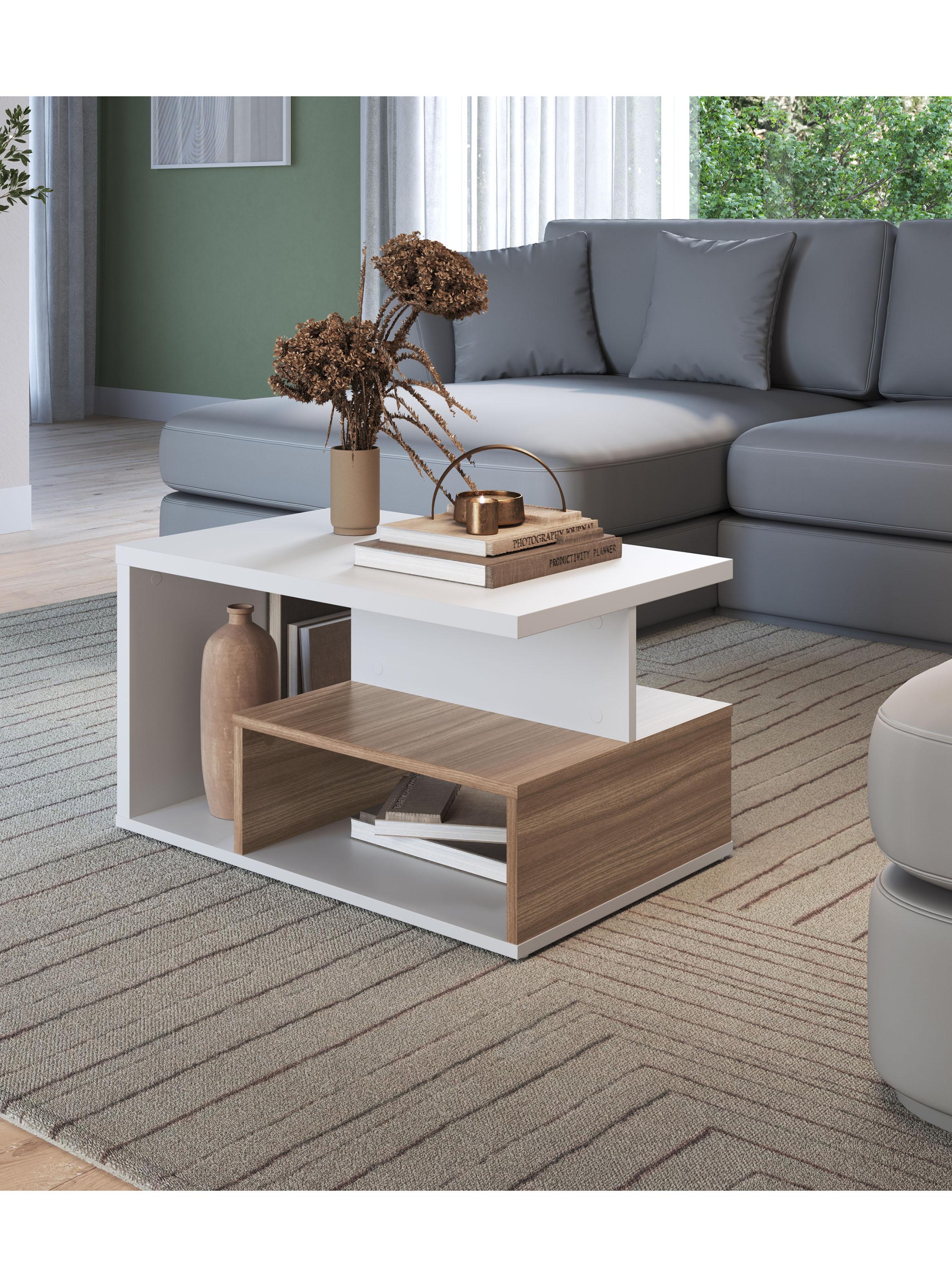 Mesa de Centro Moveli B92 Blanco-Castaño-3