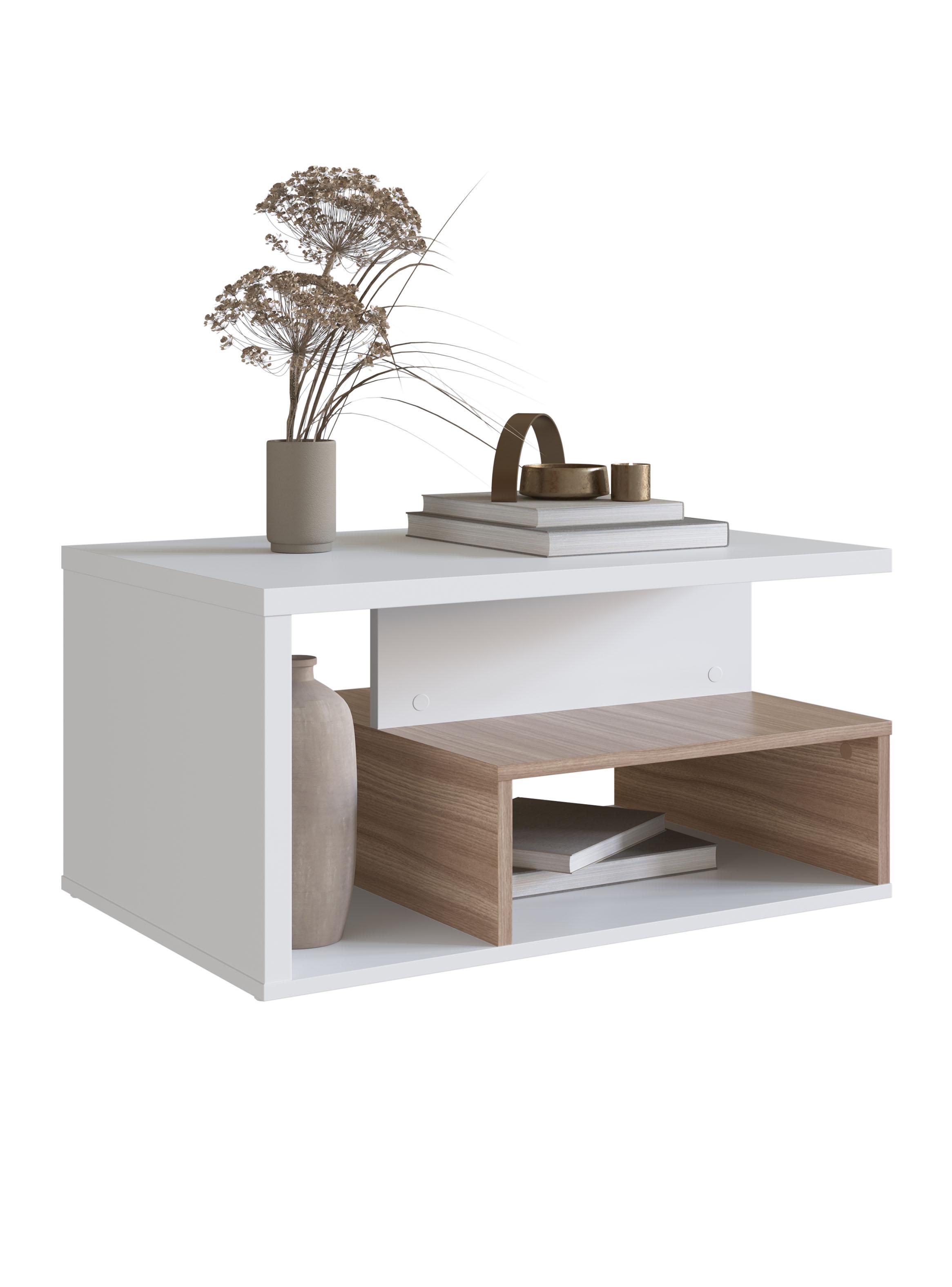 Mesa de Centro Moveli B92 Blanco-Castaño-2