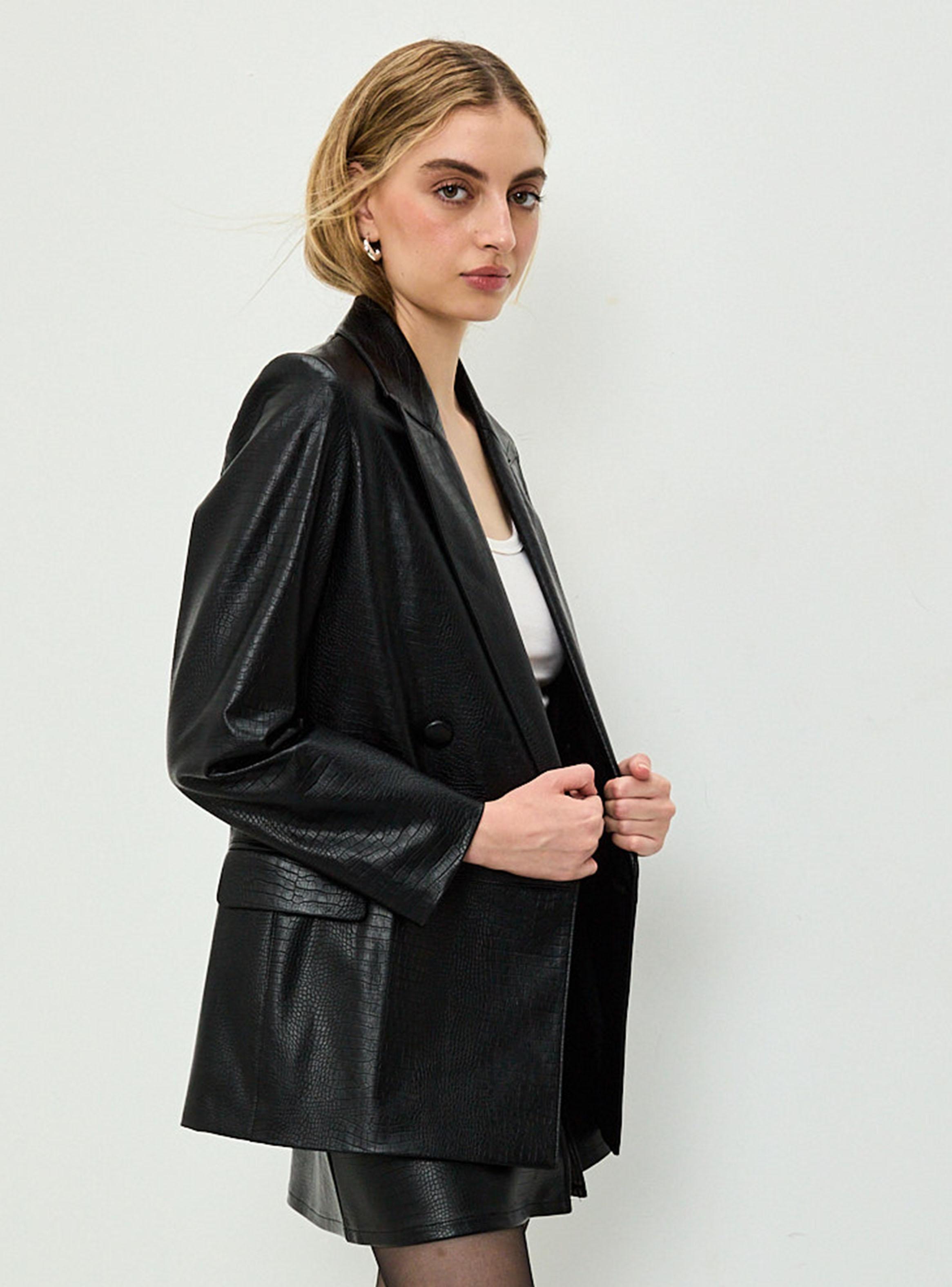 Blazer Pu Botón-2