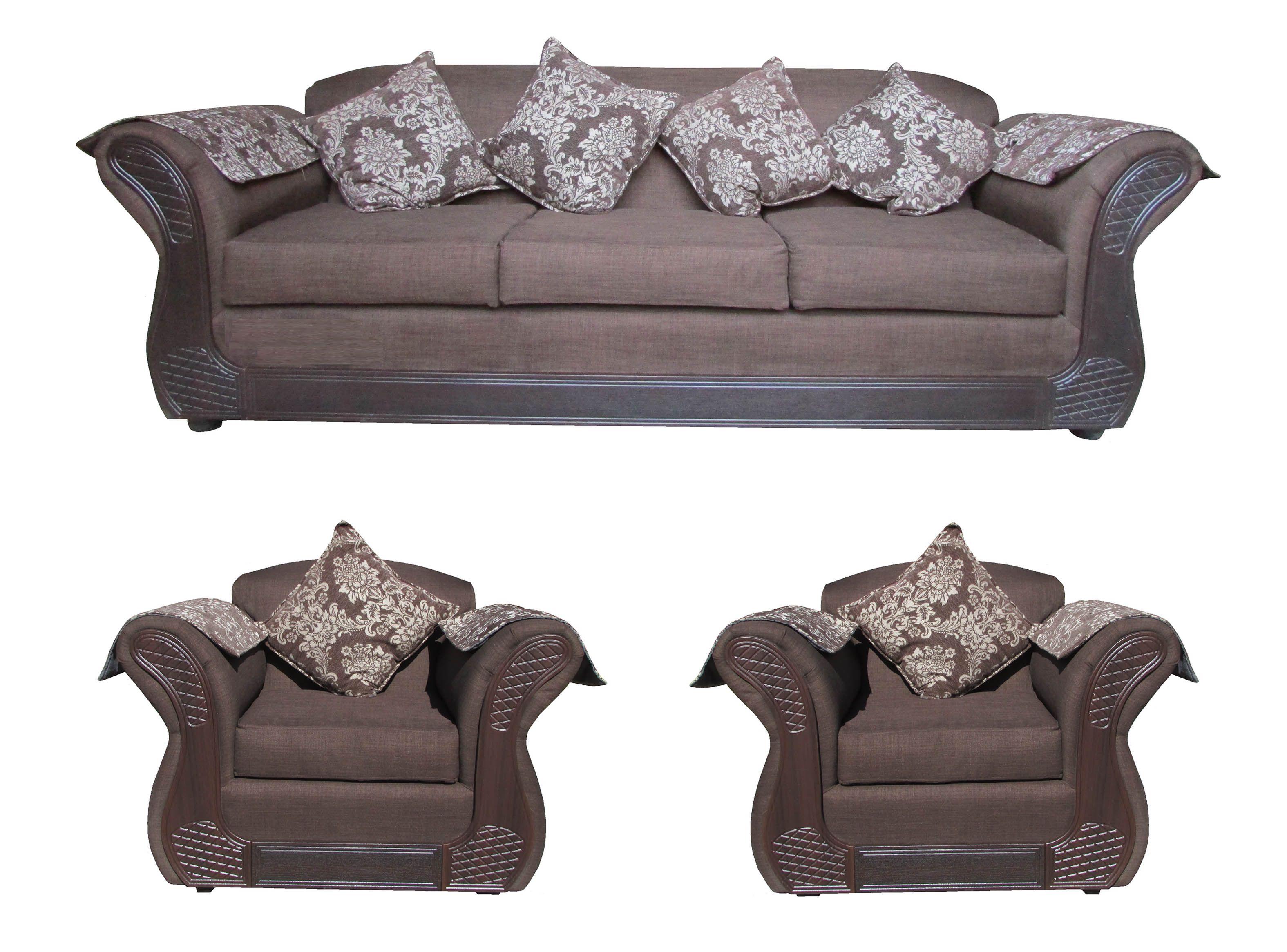 Juego Living Irlanda Chocolate: Sofá 3C + 2 Sillones 1C Chenille-0