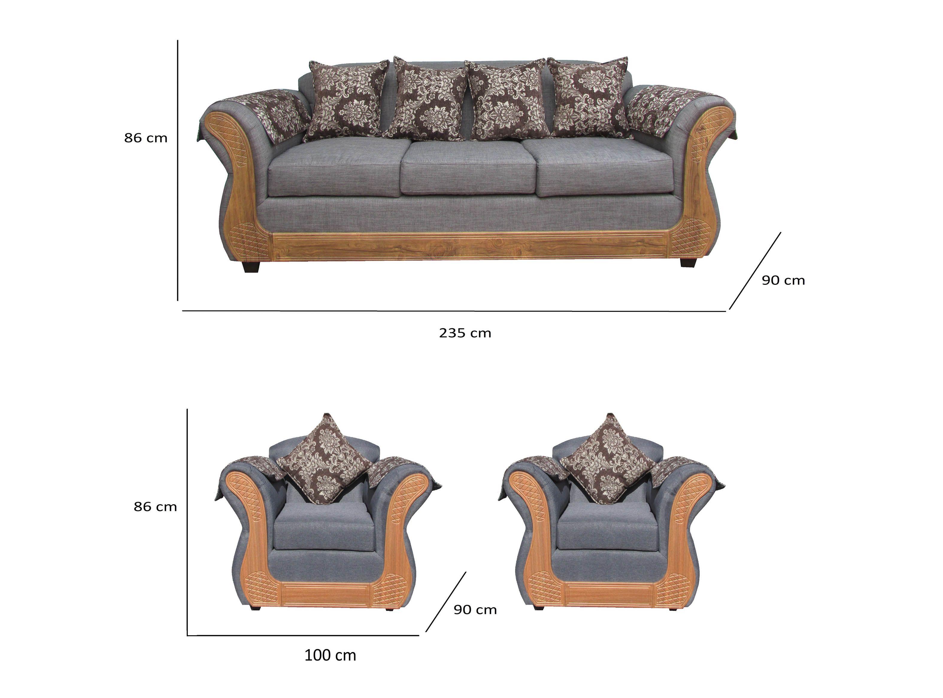 Juego Living Irlanda Miel: Sofá 3C + 2 Sillones 1C Chenille-1