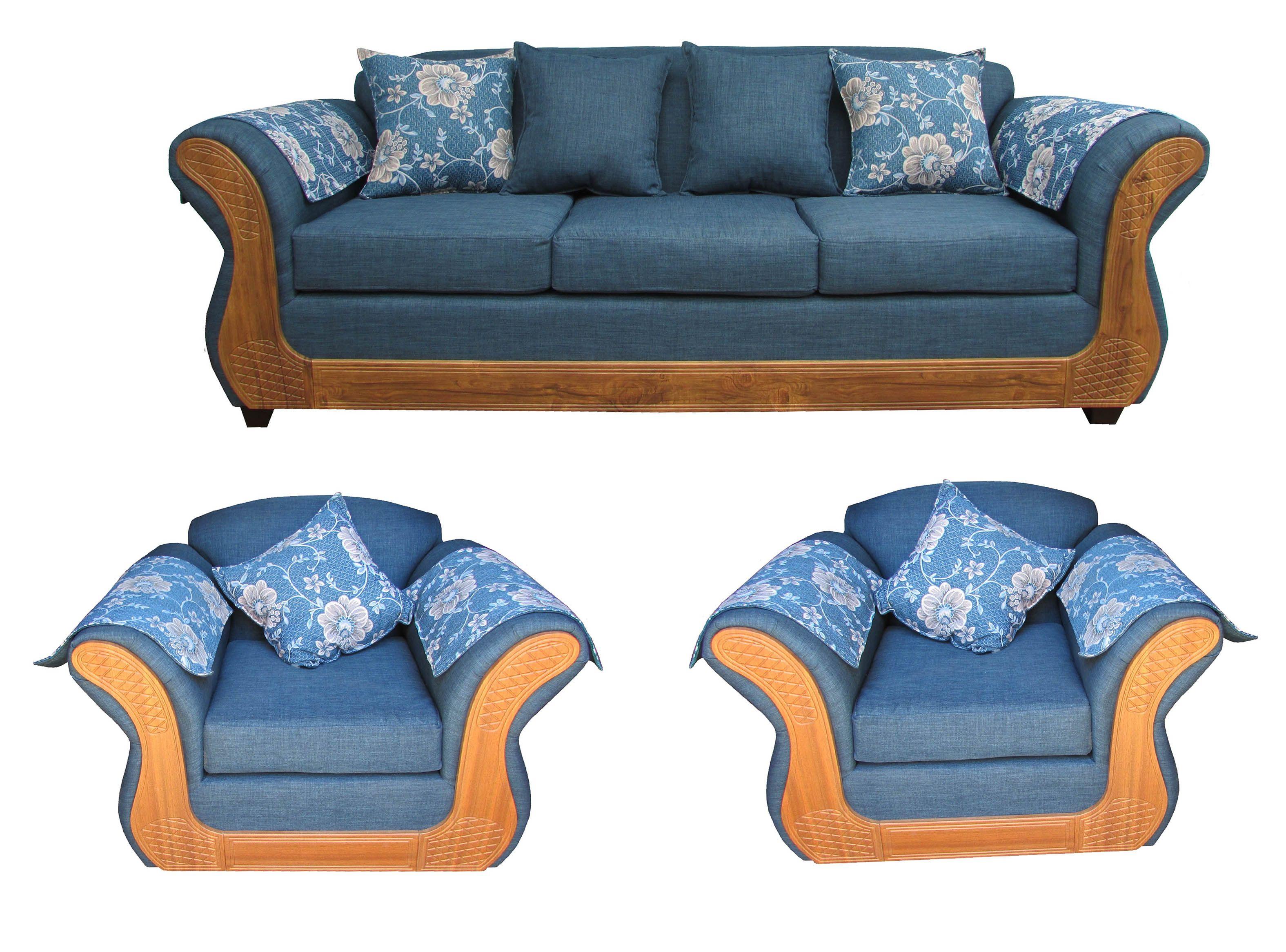 Juego Living Irlanda Miel: Sofá 3C + 2 Sillones 1C Chenille-0