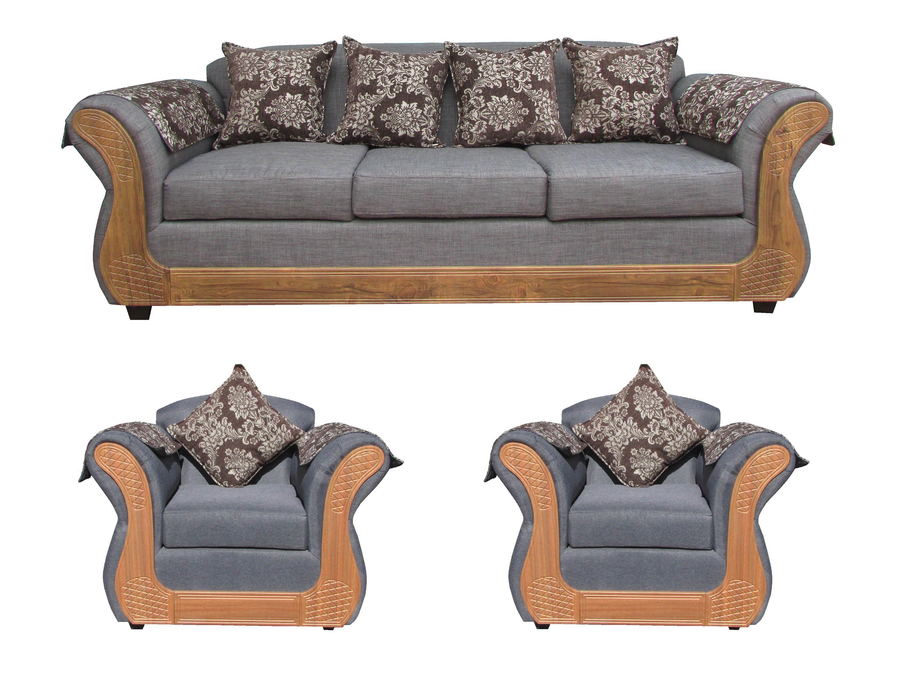 Juego Living Irlanda Miel: Sofá 3C + 2 Sillones 1C Chenille-0