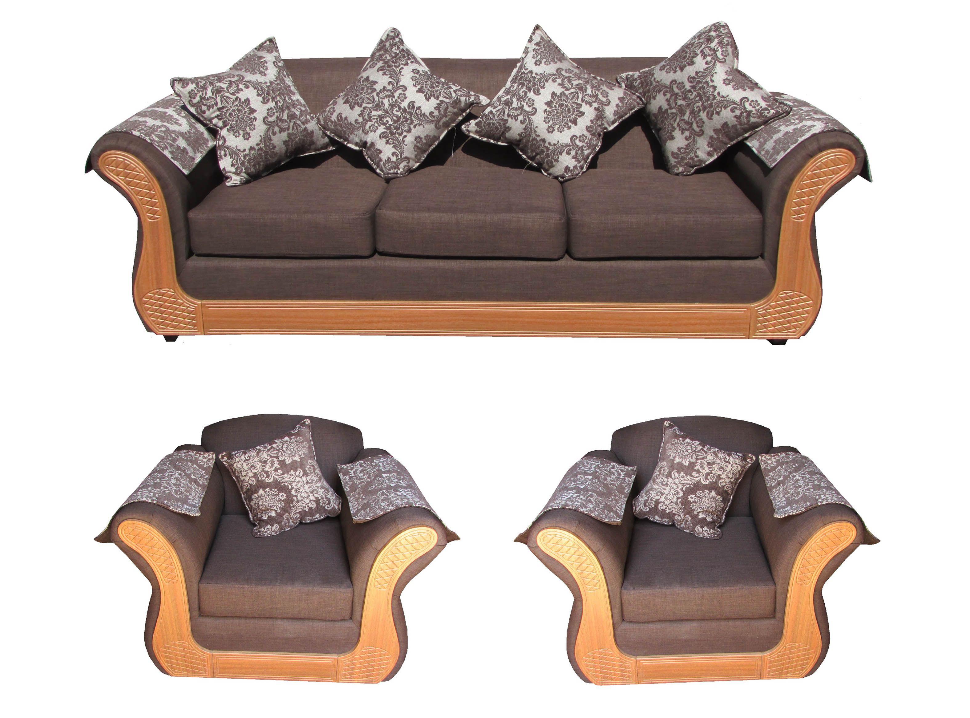 Juego Living Irlanda Miel: Sofá 3C + 2 Sillones 1C Chenille-0