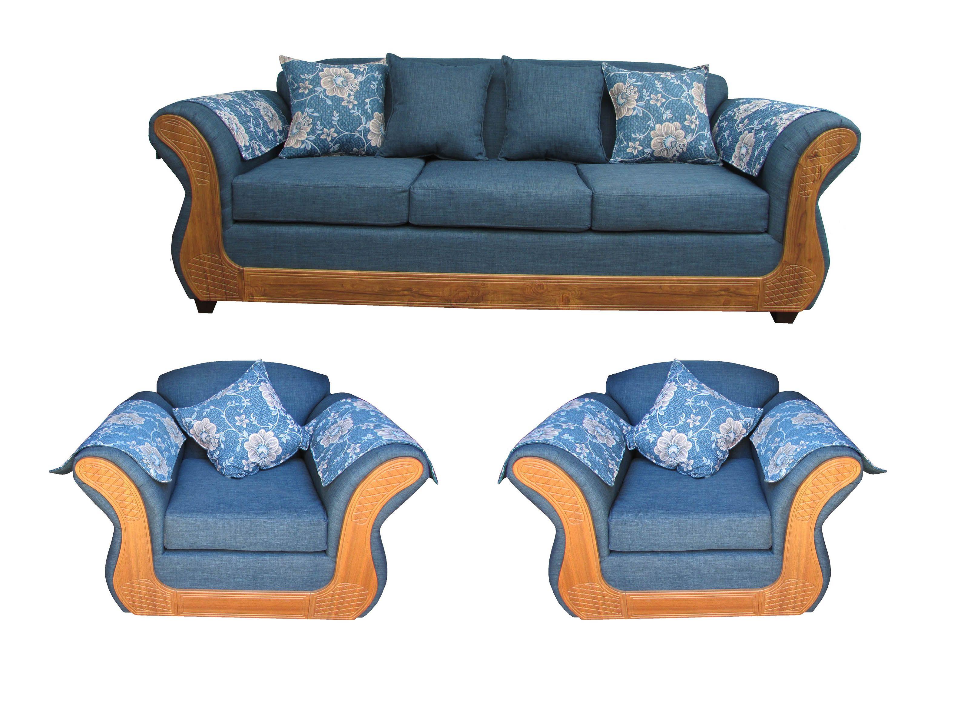 Juego Living Irlanda Miel: Sofá 3C + 2 Sillones 1C Chenille-0