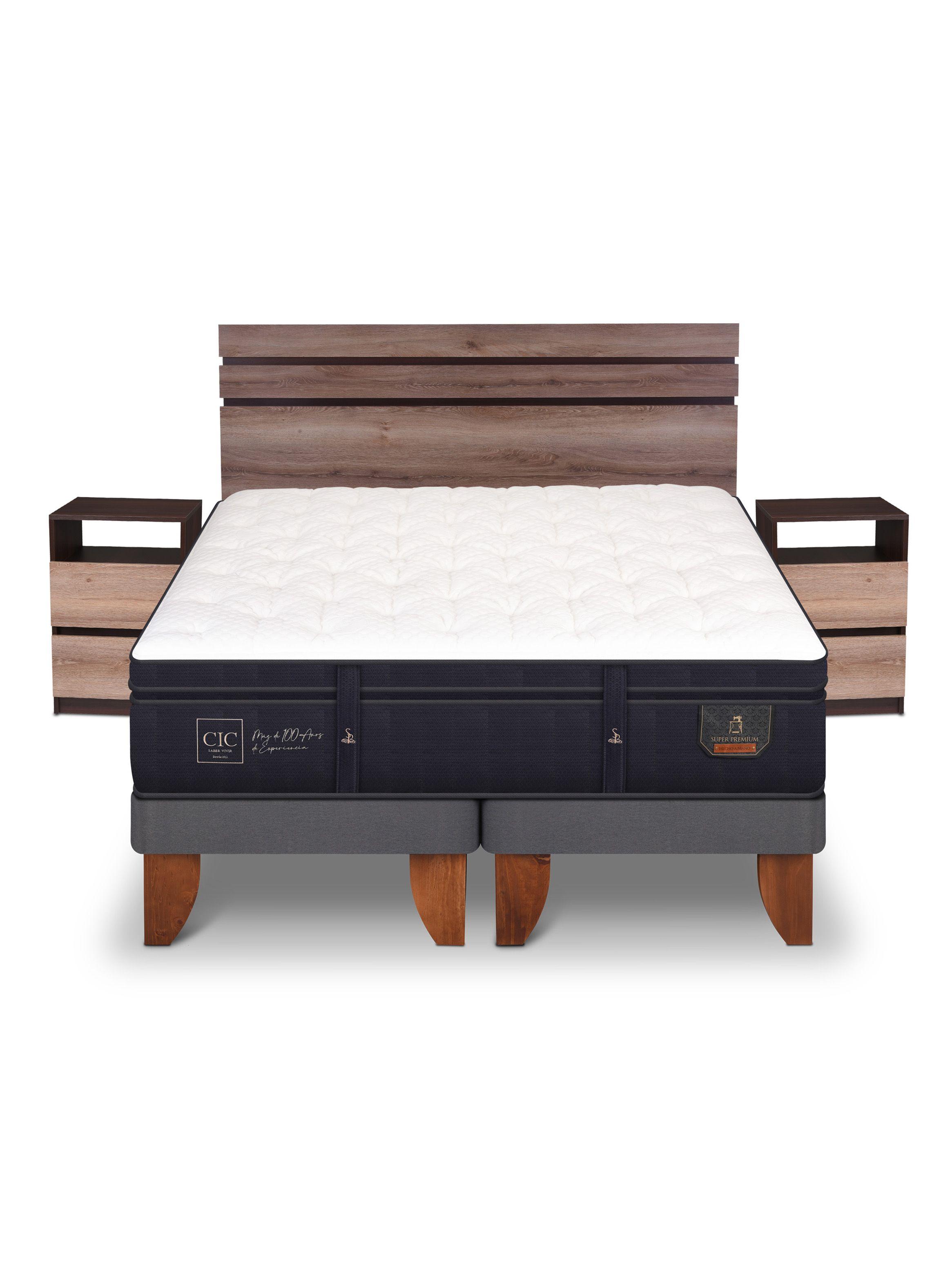 Cama Europea Super Premium 2 Plazas Base Dividida Set Ares + Set Muebles-2