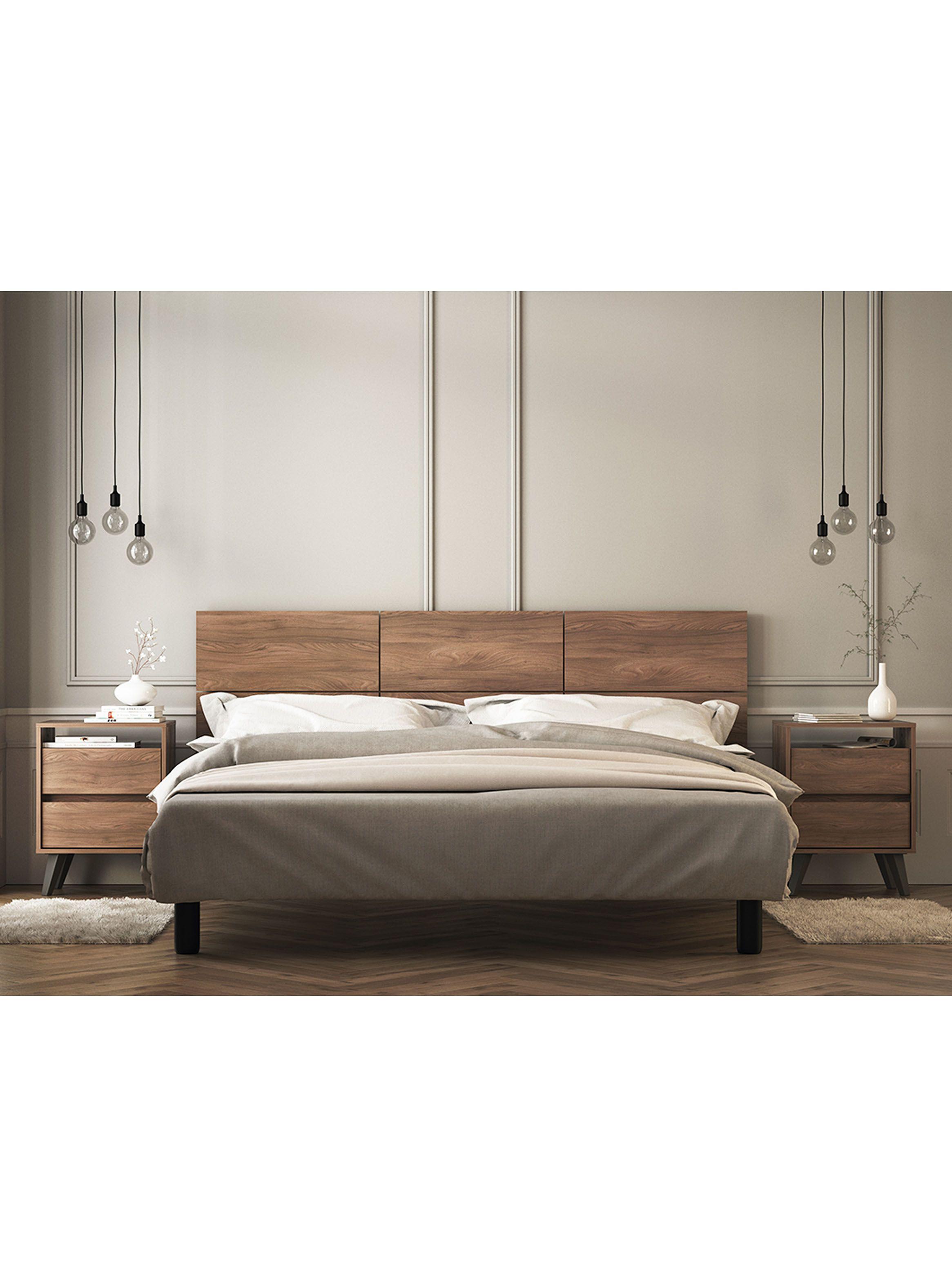 Set Atacama King/2 Plaza Respaldo + 2 Veladores Nogal-1