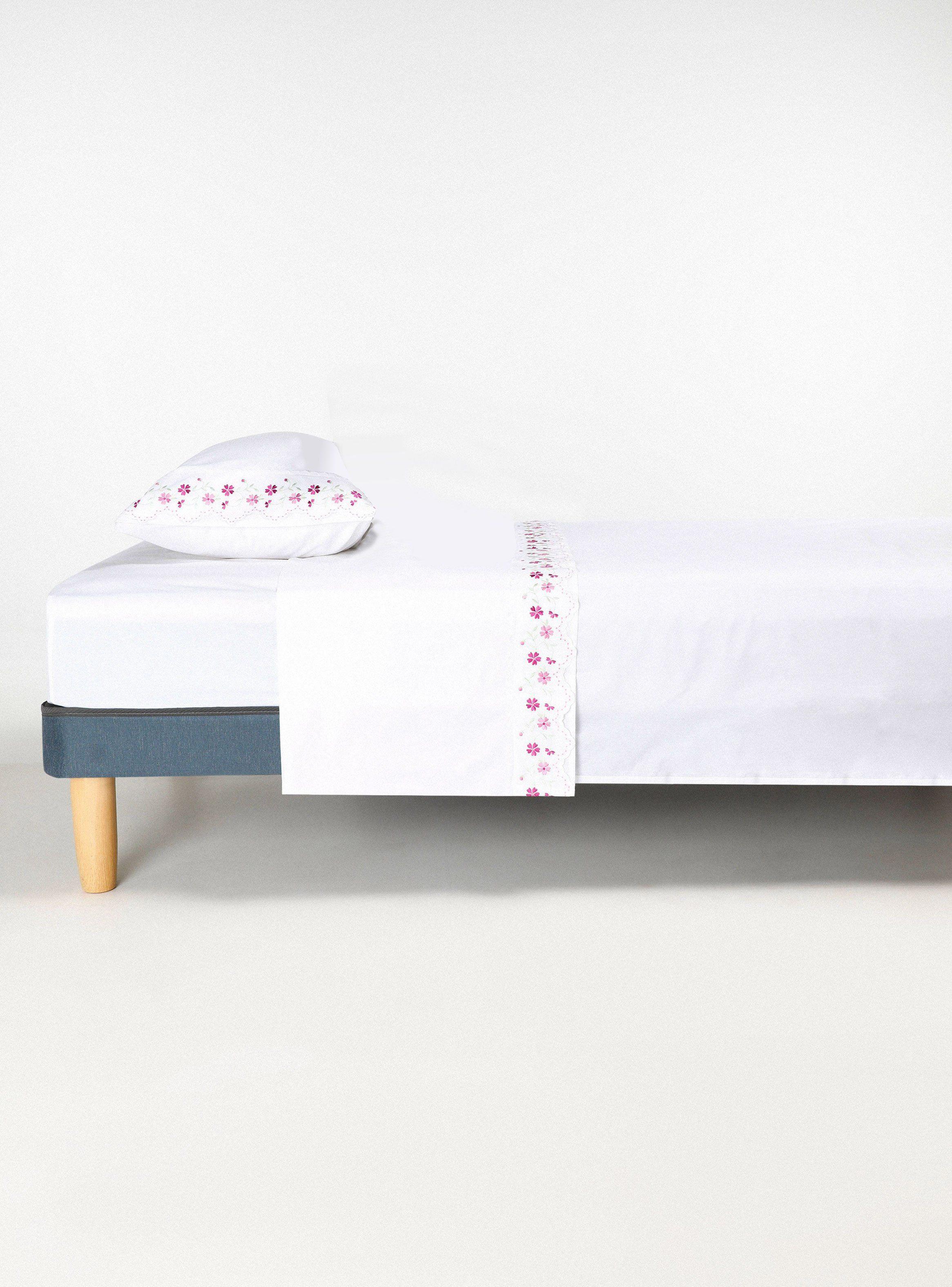 Sábanas 1 Plaza Broderie Rosado-0