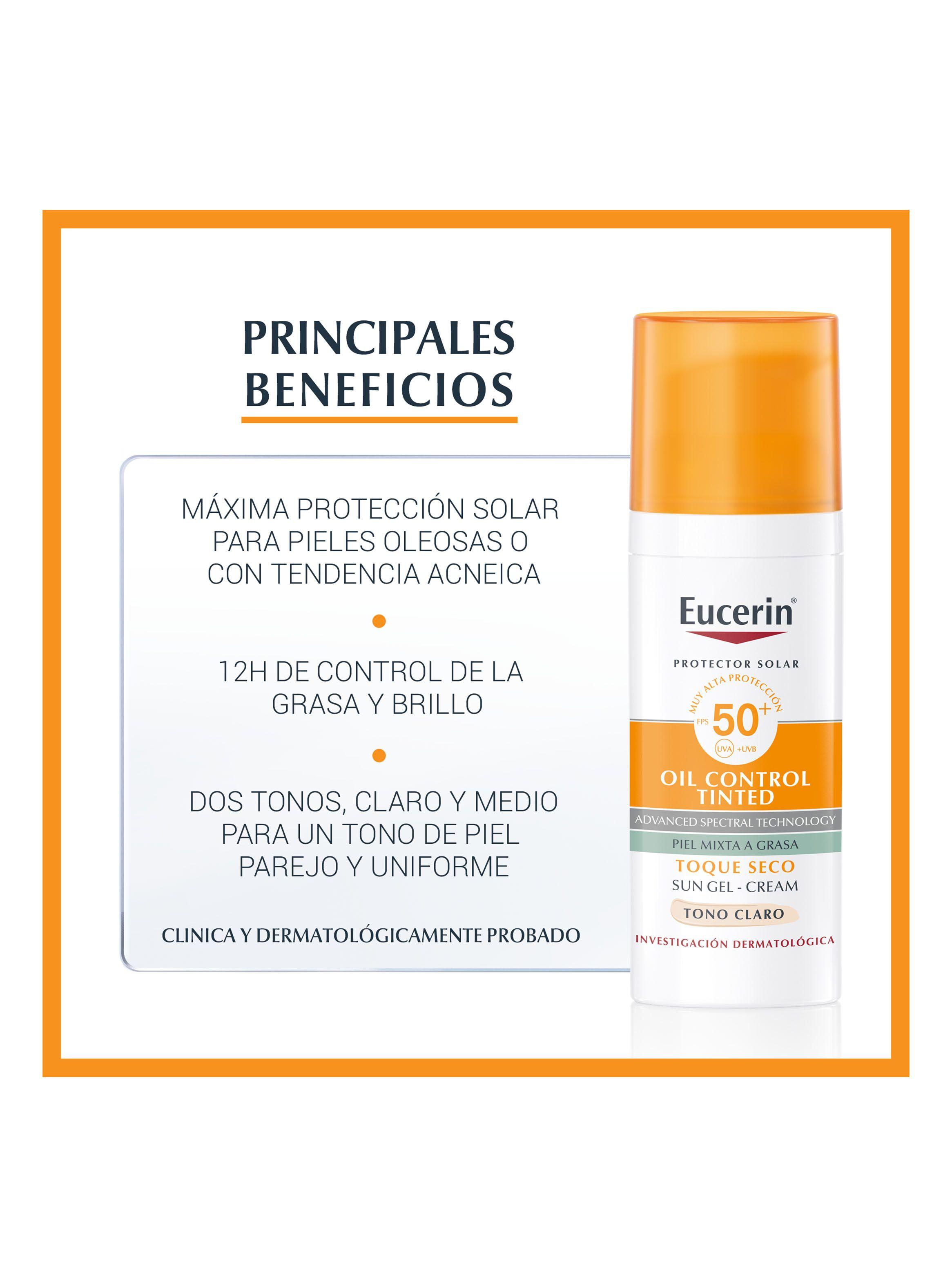 Protector Eucerin Solar Sun Oil Control Tinted Facial Tono Medio Fps50+ 50 ml-2