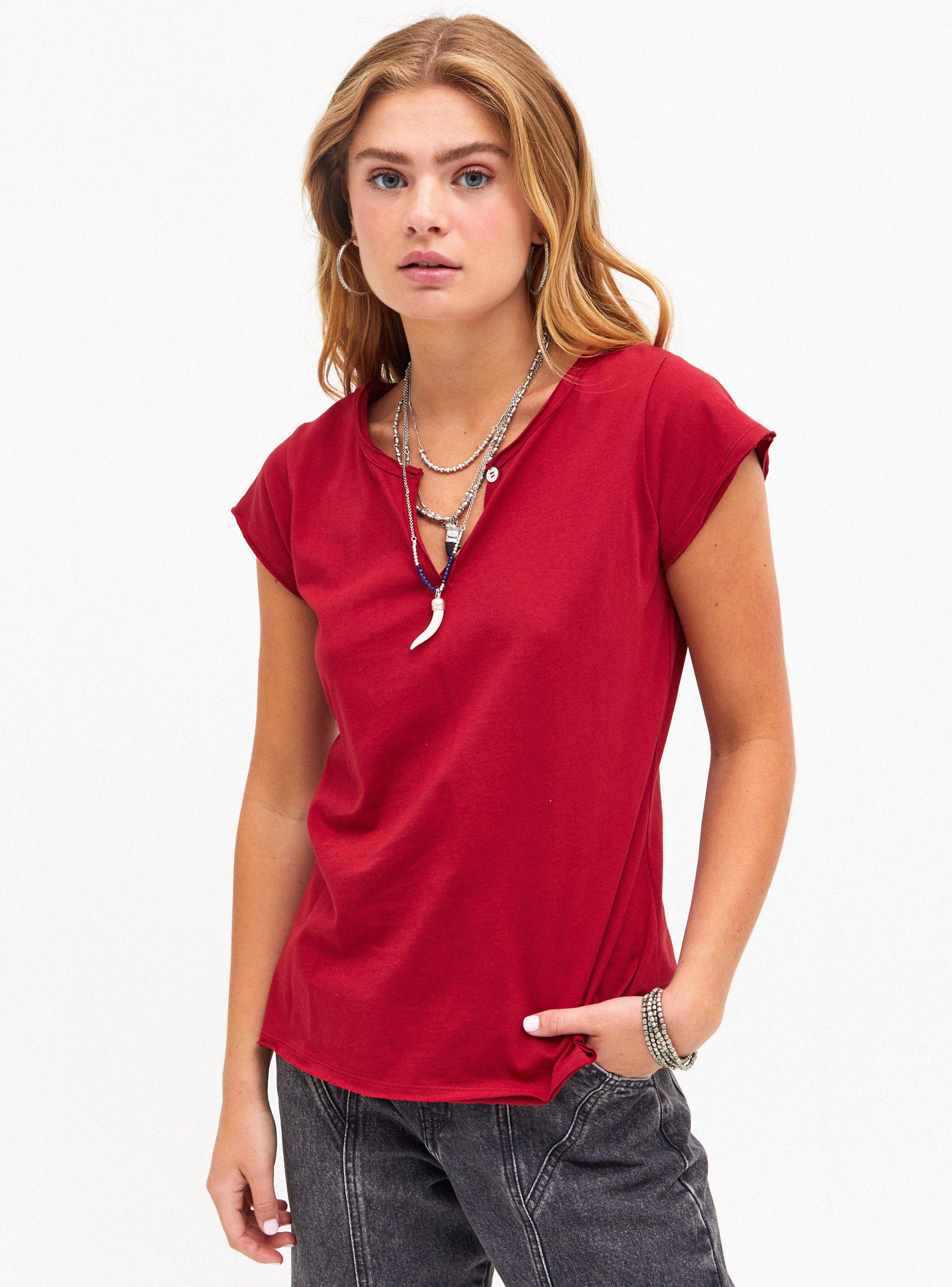 Polera Abertura en Escote con Botones-0