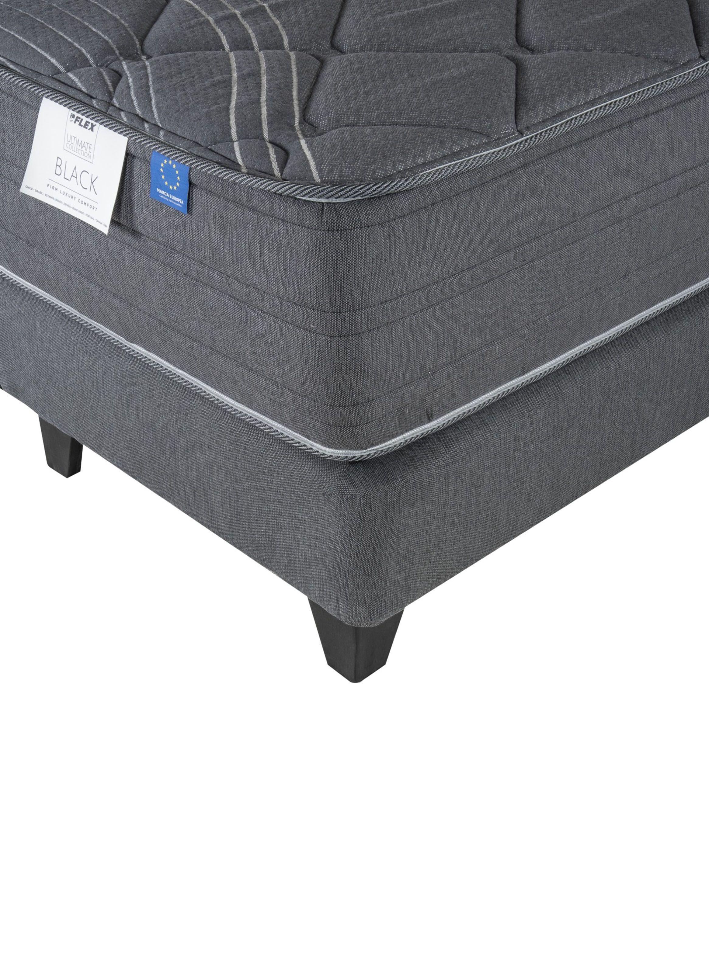 Cama Europea Top Grafito Black 2 Plazas Box Base Dividida-3