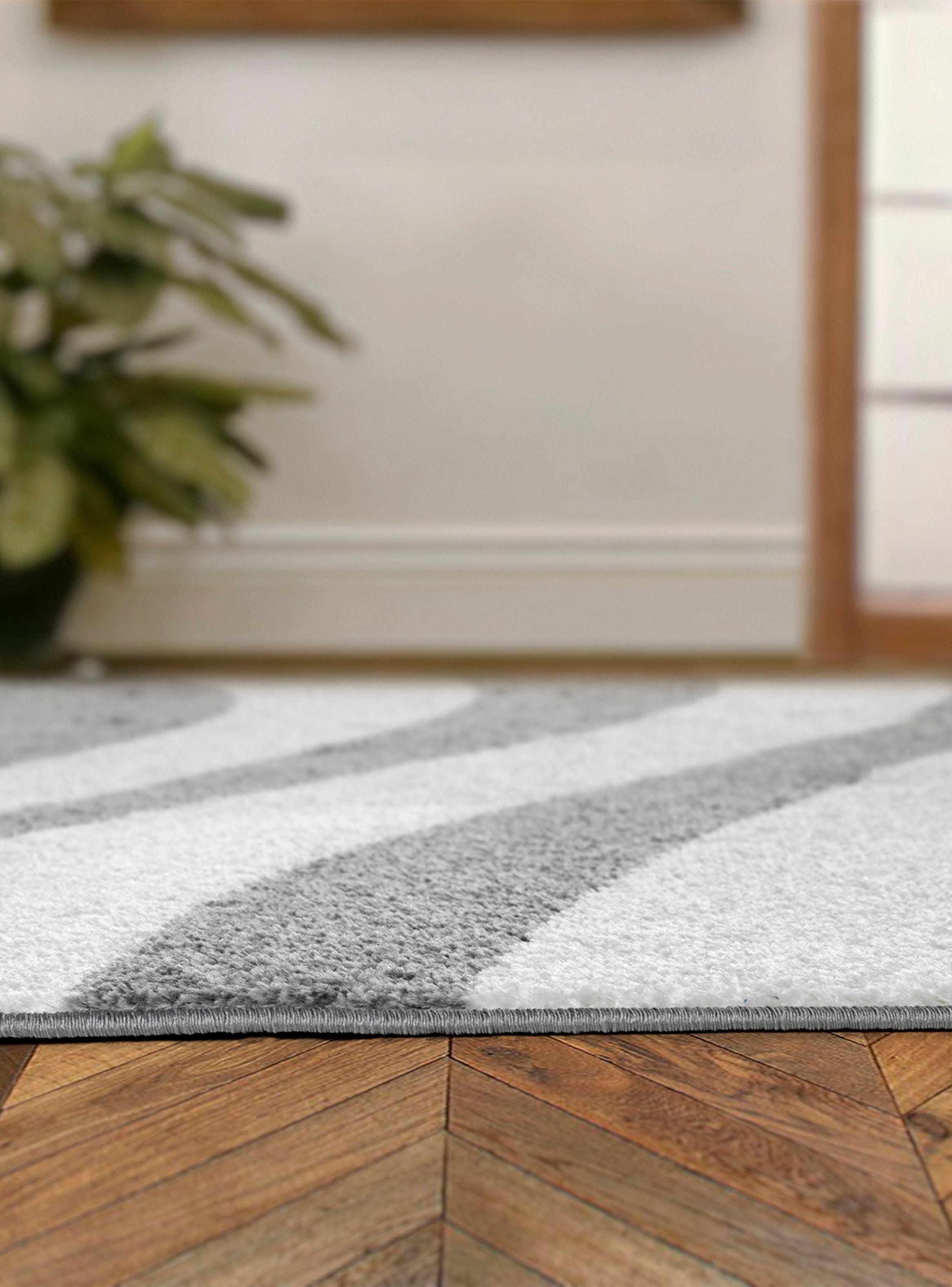 Alfombra 200 x 290 cm Amigo Gris Ondas Blancas-5
