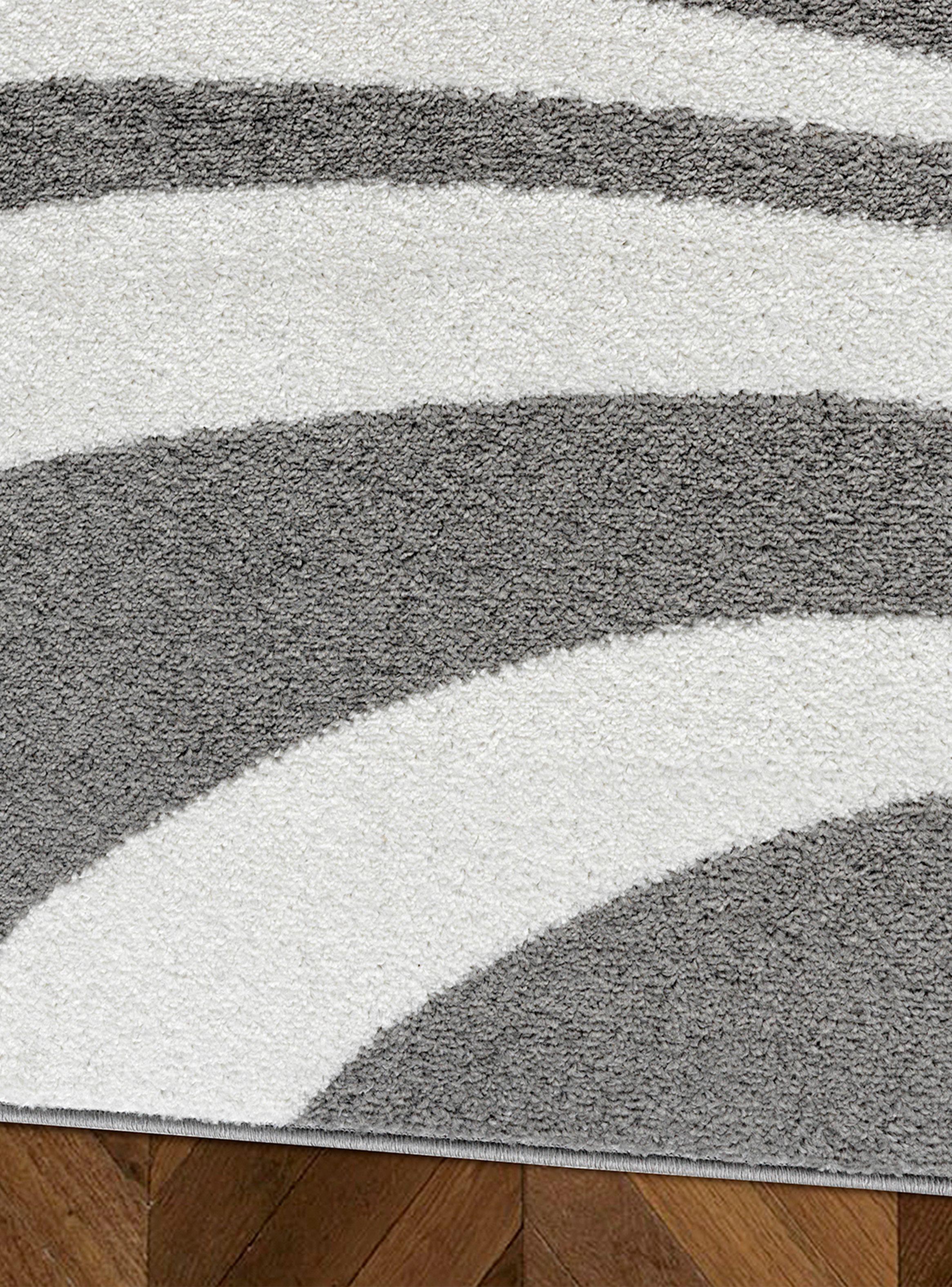 Alfombra 200 x 290 cm Amigo Gris Ondas Blancas-3