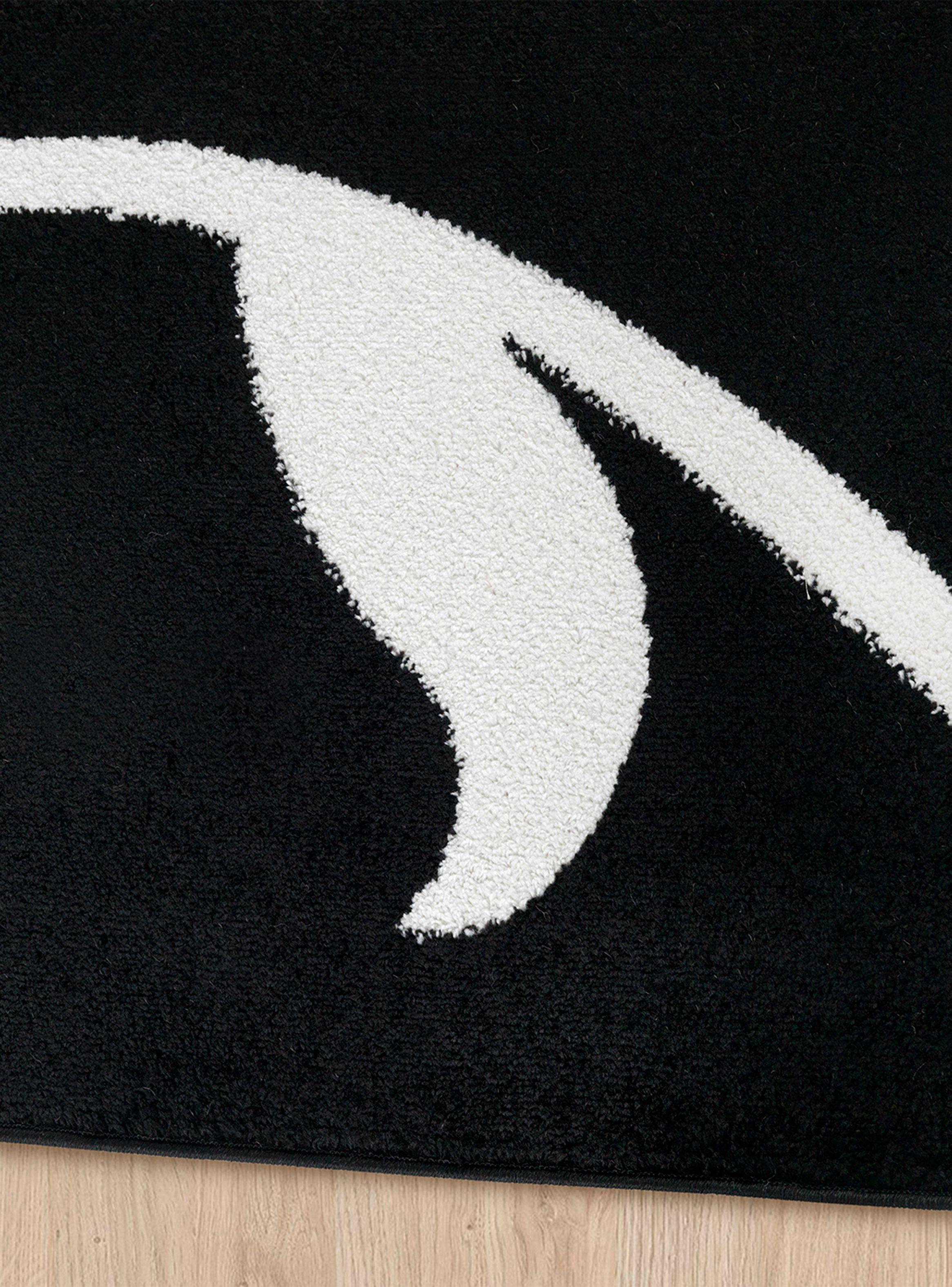 Alfombra 120 x 180 cm Amigo Negro Hojas-3