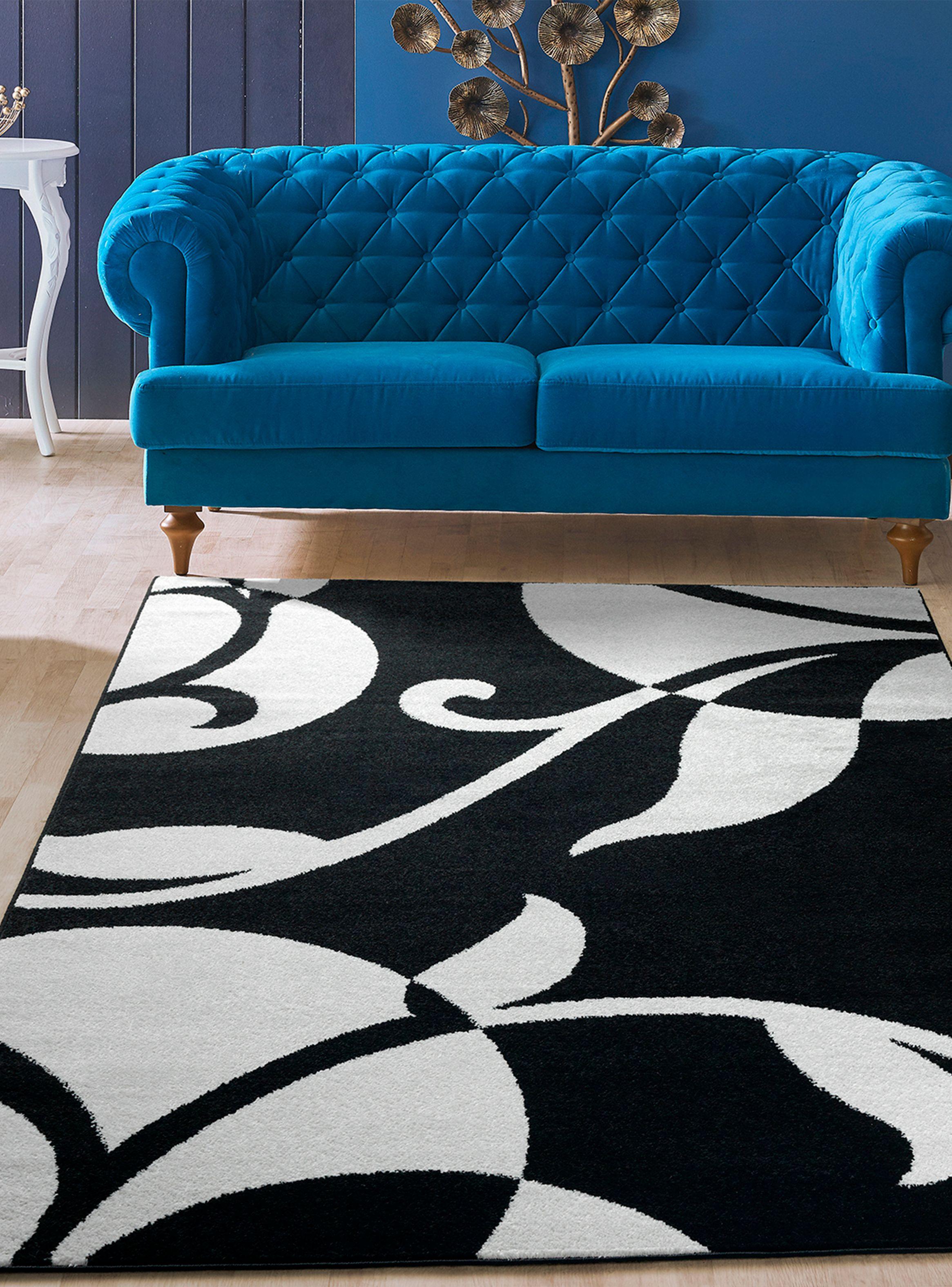Alfombra 120 x 180 cm Amigo Negro Hojas-2