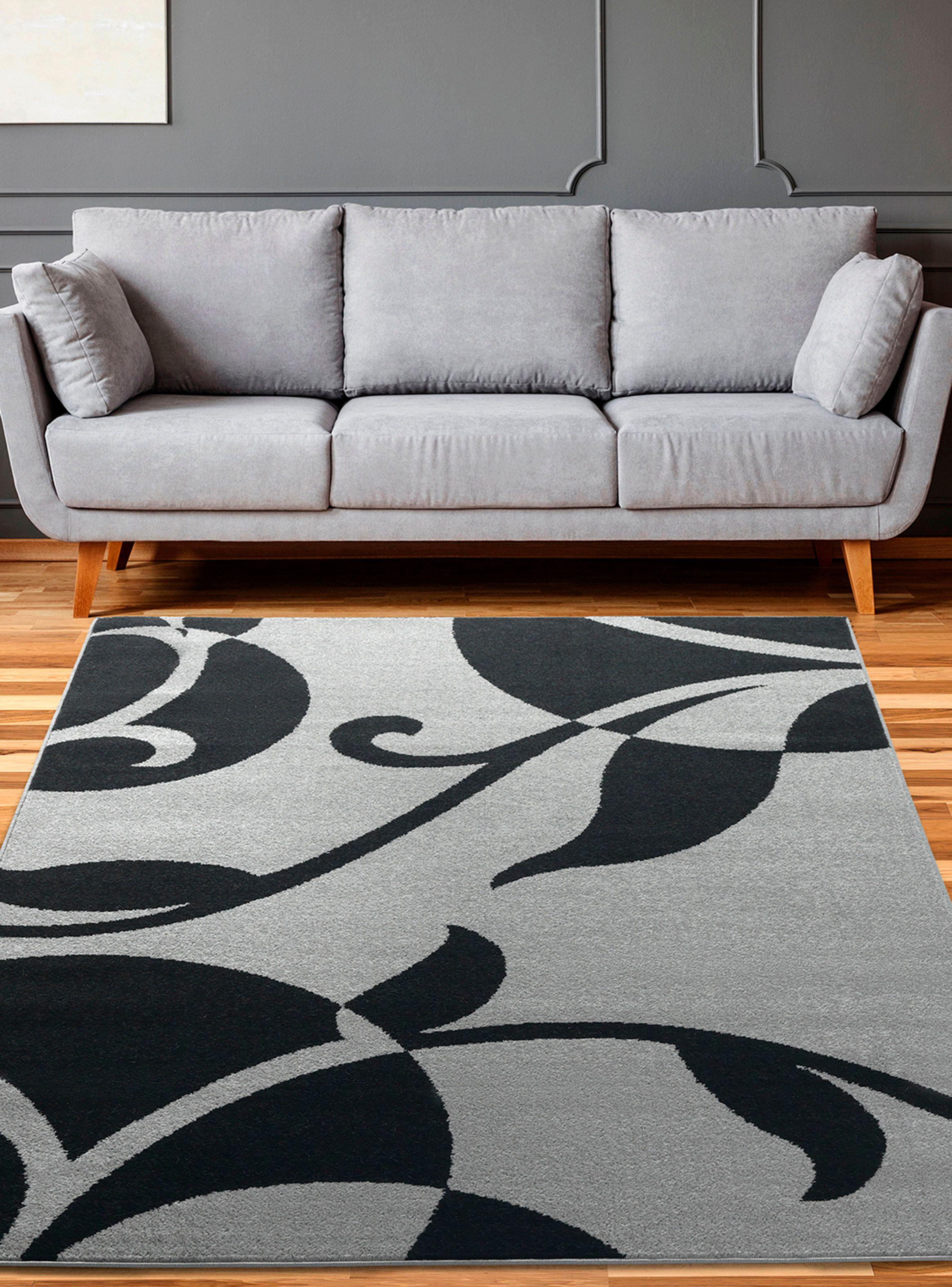 Alfombra Amigo Gris Hojas Negras 240 x 305 cm-2