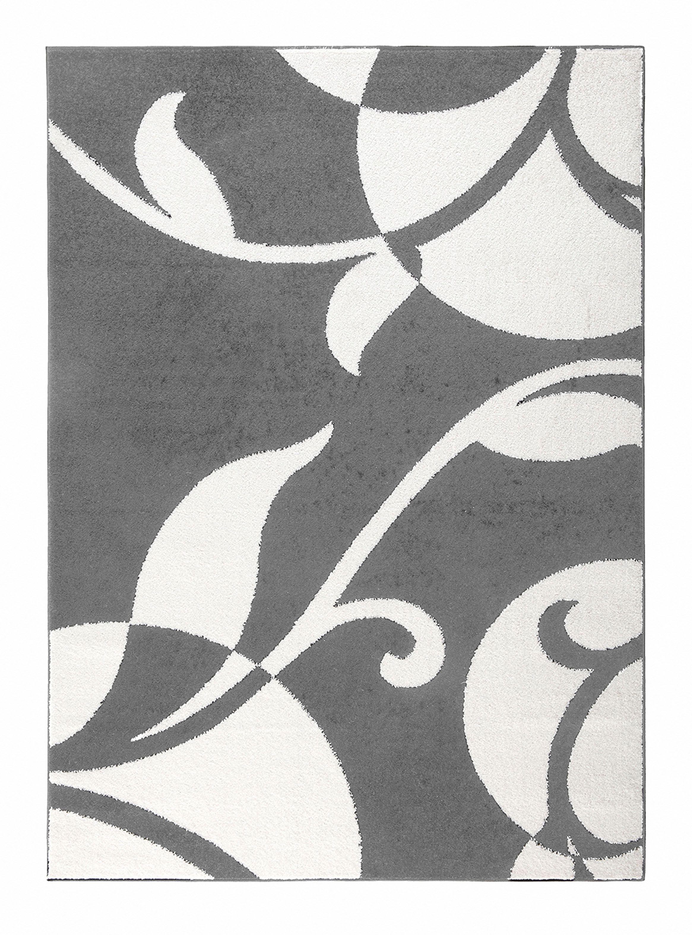Alfombra 120 x 180 cm Amigo Gris Hojas Blancas-0