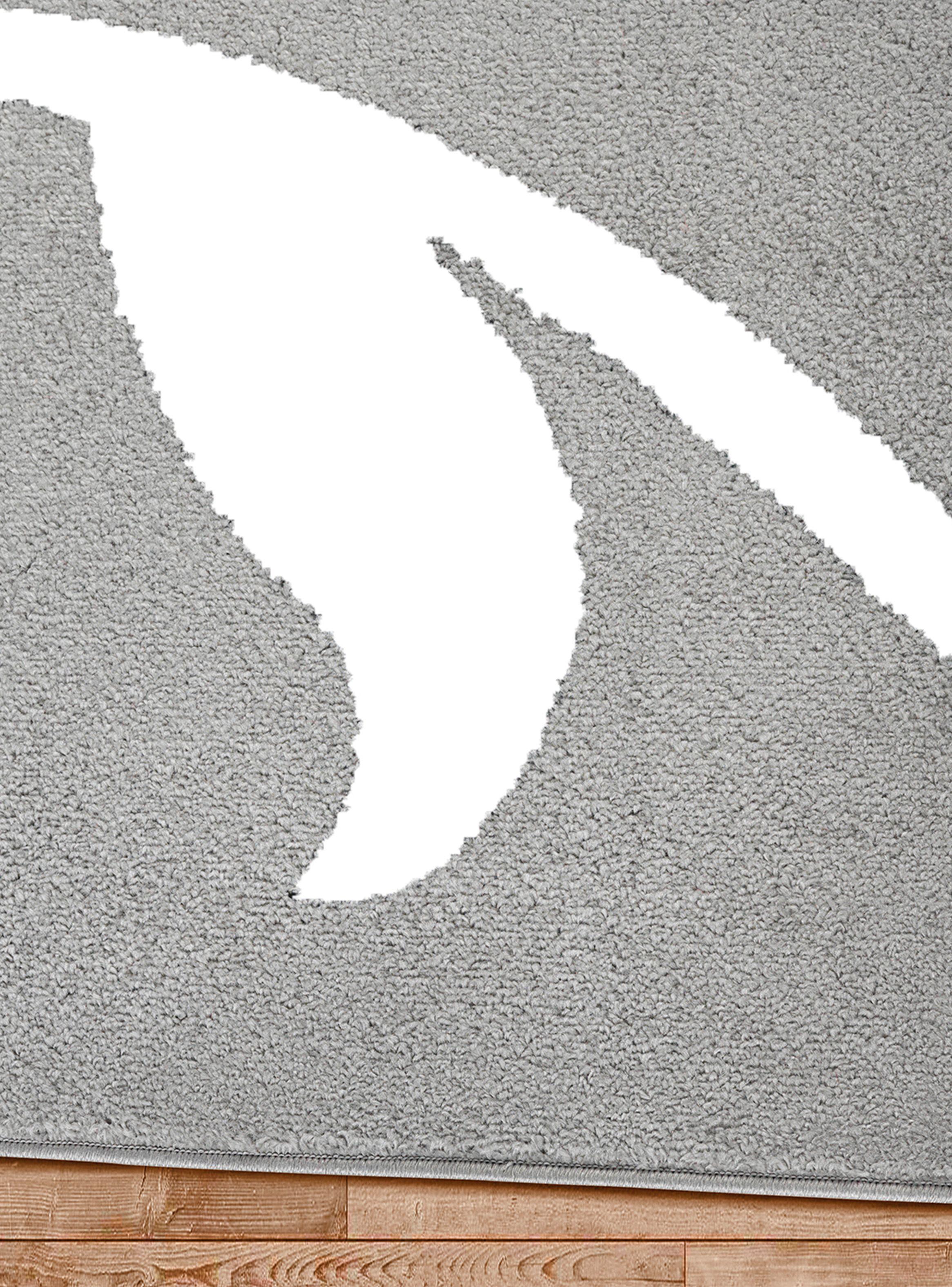 Alfombra 120 x 180 cm Amigo Gris Hojas Blancas-3