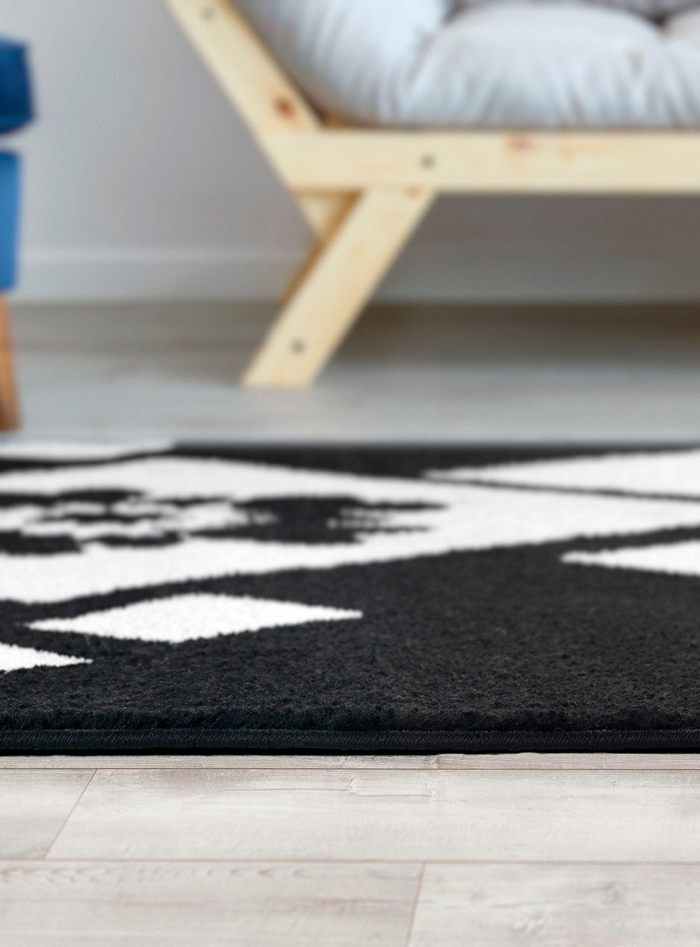 Alfombra 160 x 230 cm Amigo Negro Rombos-5
