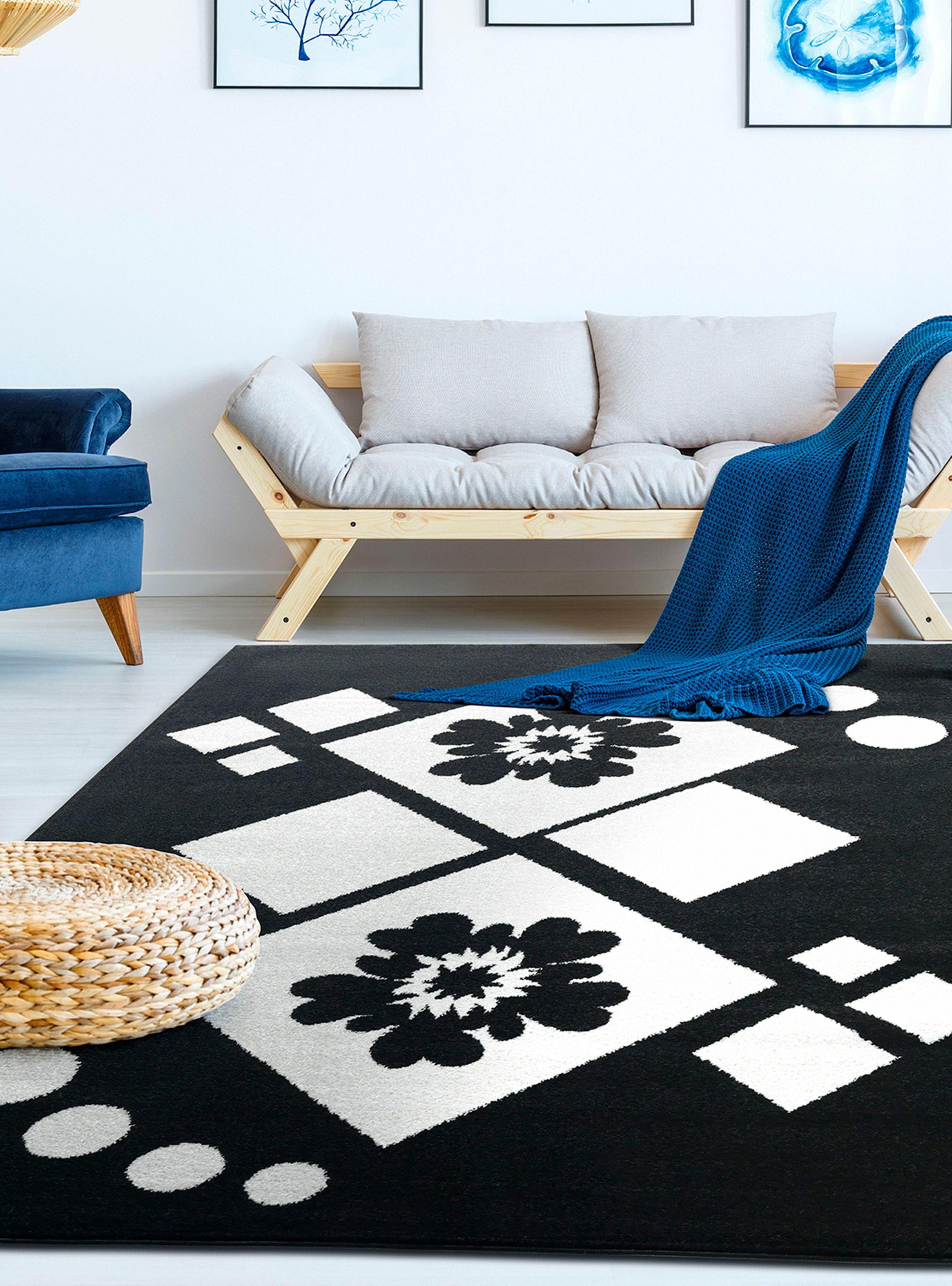 Alfombra 160 x 230 cm Amigo Negro Rombos-2