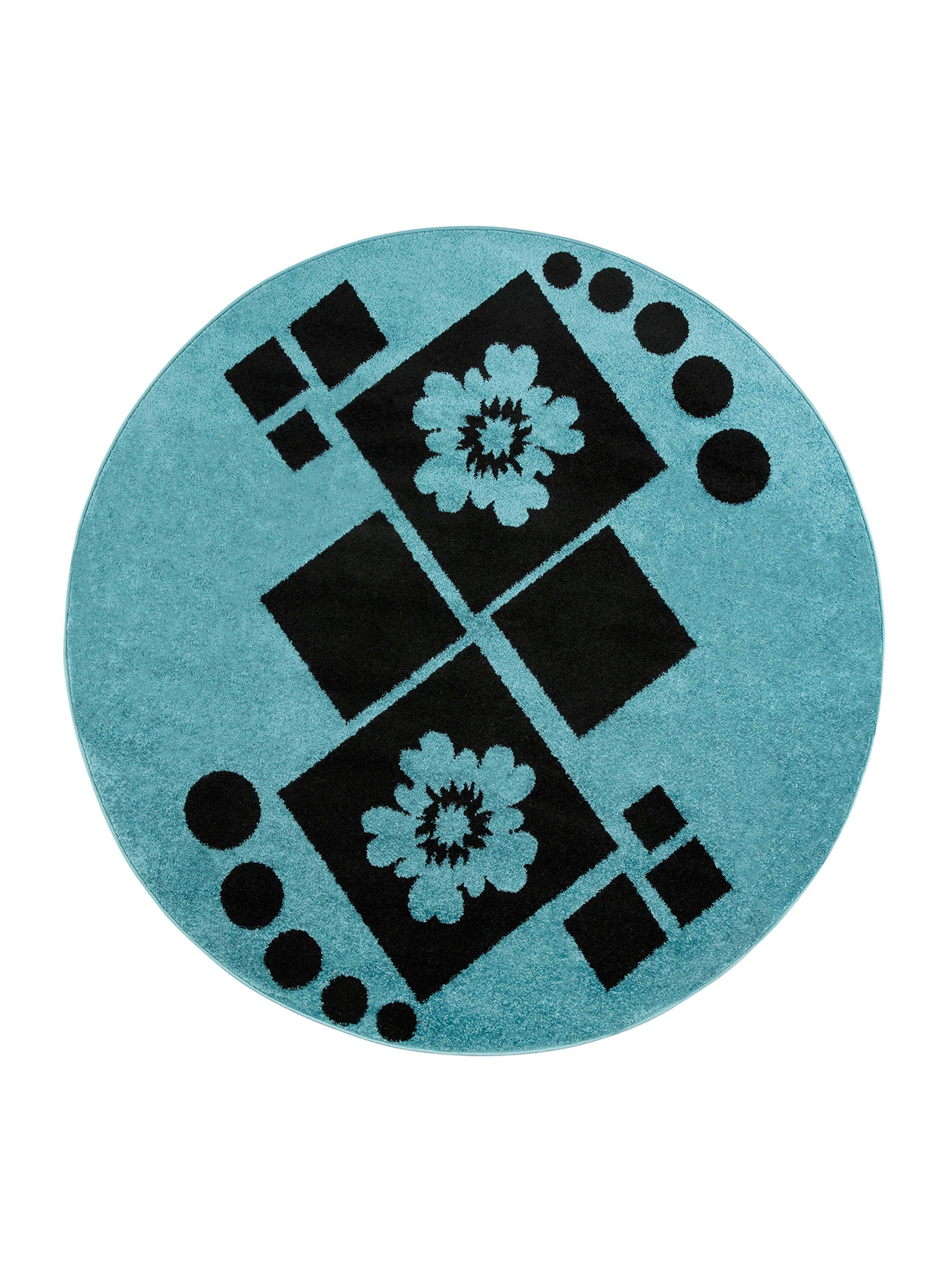Alfombra Redonda Amigo Turquesa 160 x 160 cm Rombos-0
