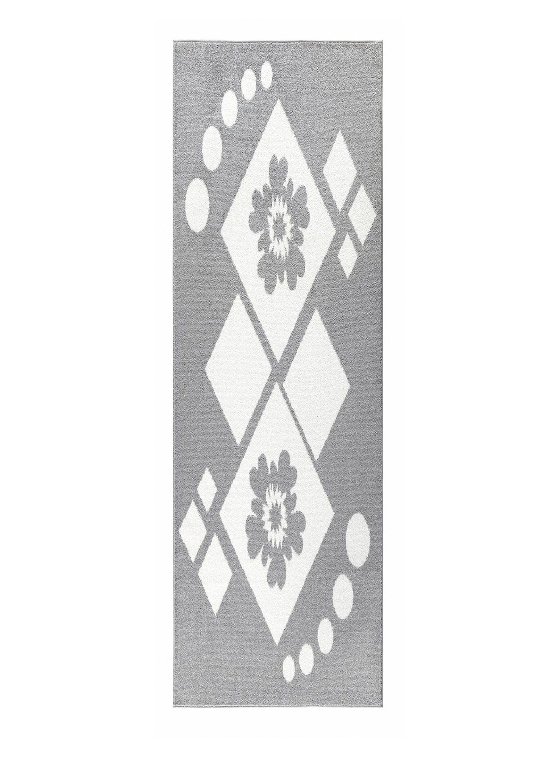 Alfombra Pasillo Amigo Gris 70 x 230 cm Rombos Blanco-0
